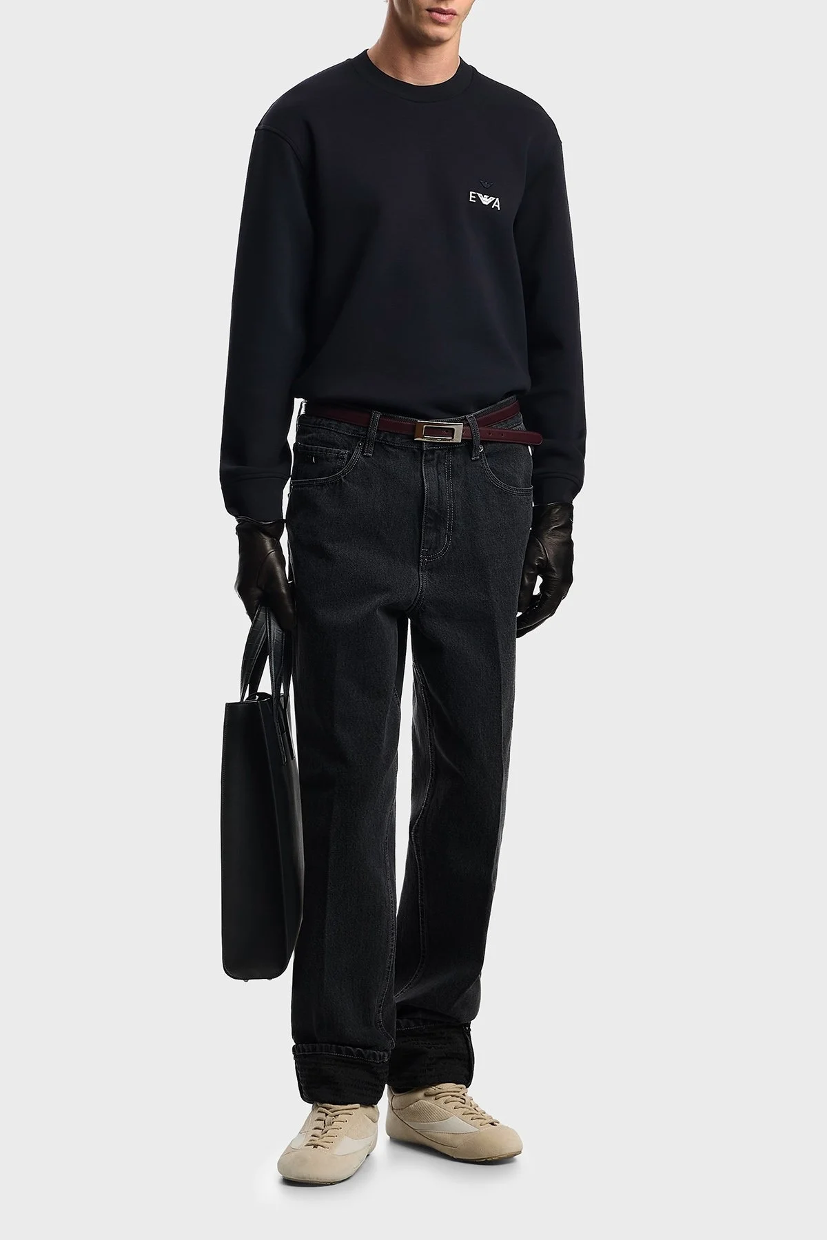 Emporio Armani Logo İşlemeli Streç Pamuklu Regular Fit Bisiklet Yaka Erkek Sweat EM002919 AF10013 UB118 LACİVERT - 2