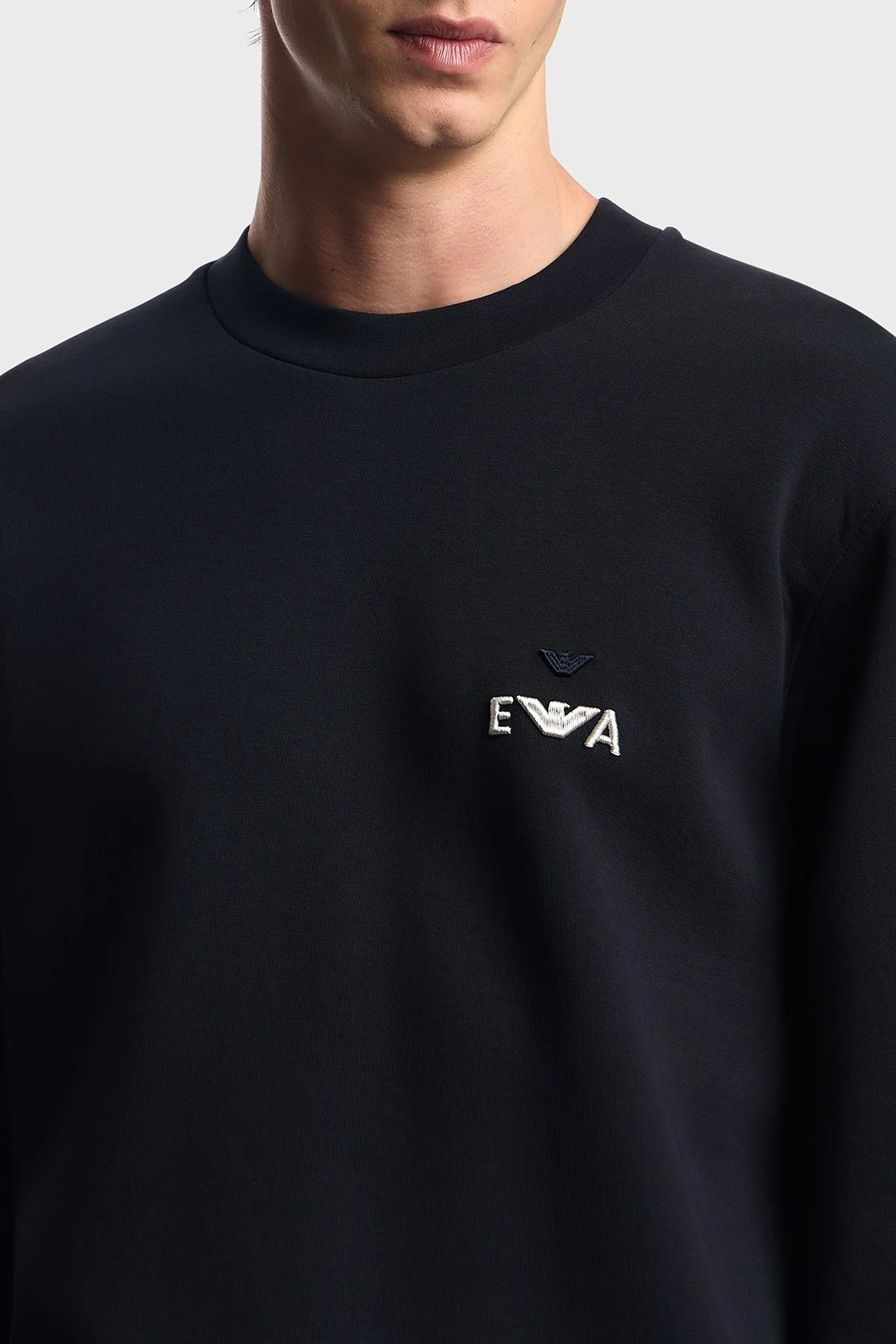 Emporio Armani Logo İşlemeli Streç Pamuklu Regular Fit Bisiklet Yaka Erkek Sweat EM002919 AF10013 UB118 LACİVERT - 4