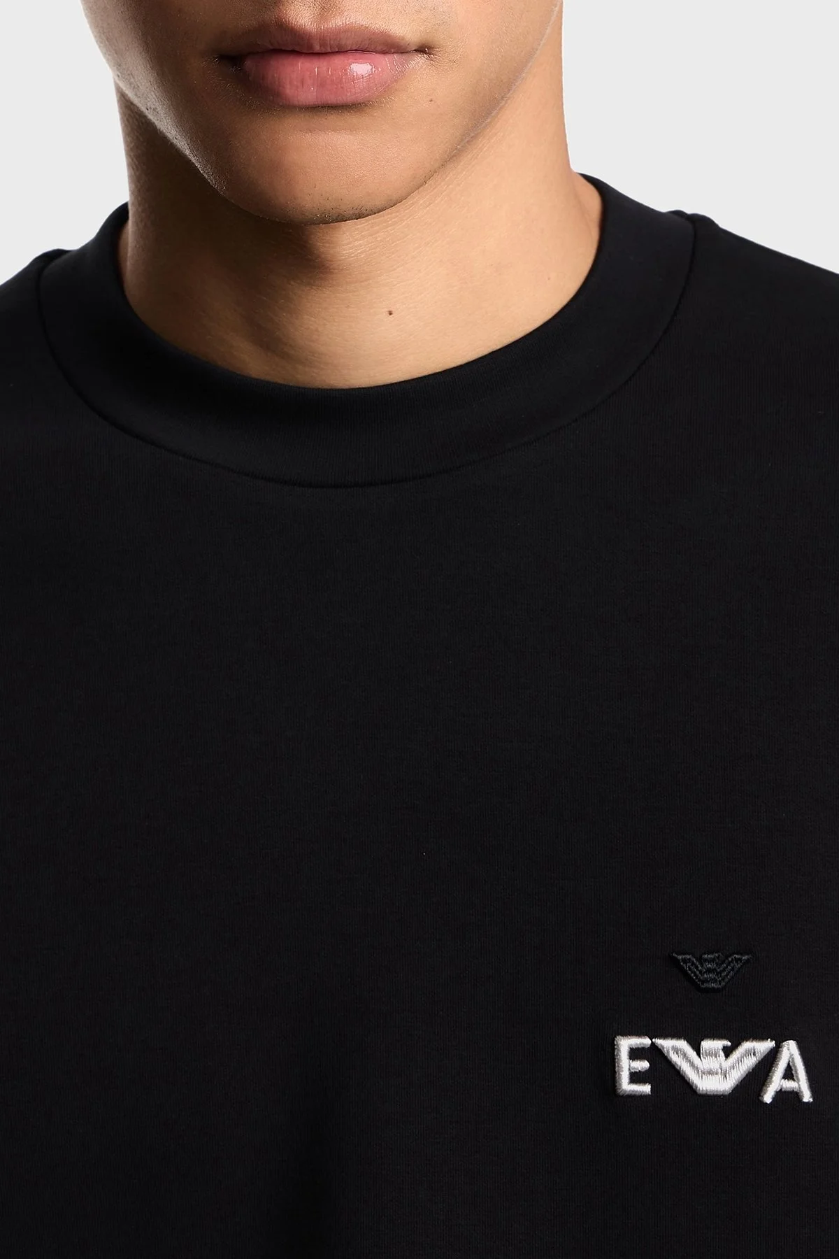 Emporio Armani Logo İşlemeli Streç Pamuklu Regular Fit Bisiklet Yaka Erkek Sweat EM002919 AF10013 UC001 SİYAH - 7