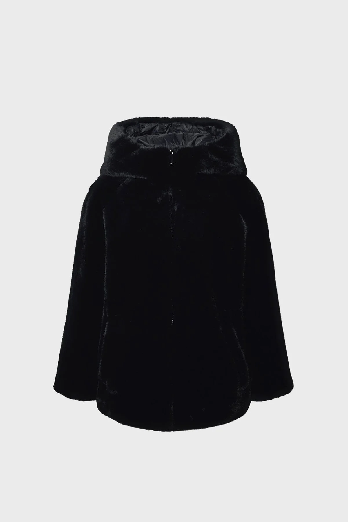 Emporio Armani Logo Nakışlı Çift Taraflı Comfort Fit Suni Kürklü Bayan Kaban EW001467 AF14618 UC001 SİYAH - 6