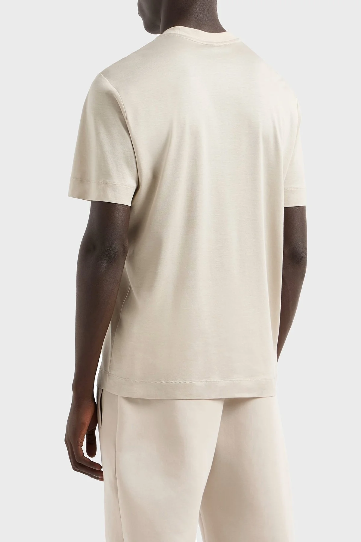 Emporio Armani Logo Nakışlı Pamuklu Regular Fit Bisiklet Yaka Erkek T Shirt EM001070 AF13747 U1098 BEJ - 3