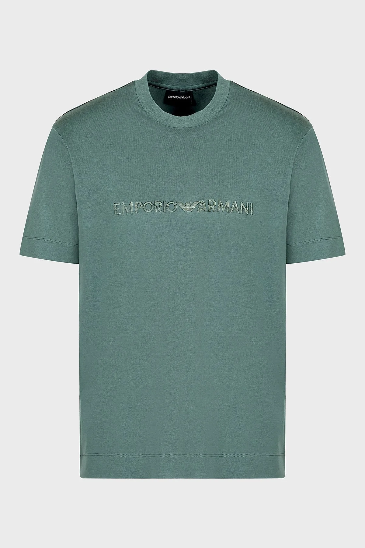 Emporio Armani Logo Nakışlı Pamuklu Regular Fit Bisiklet Yaka Erkek T Shirt EM001070 AF13747 U9083 MİNT - 5