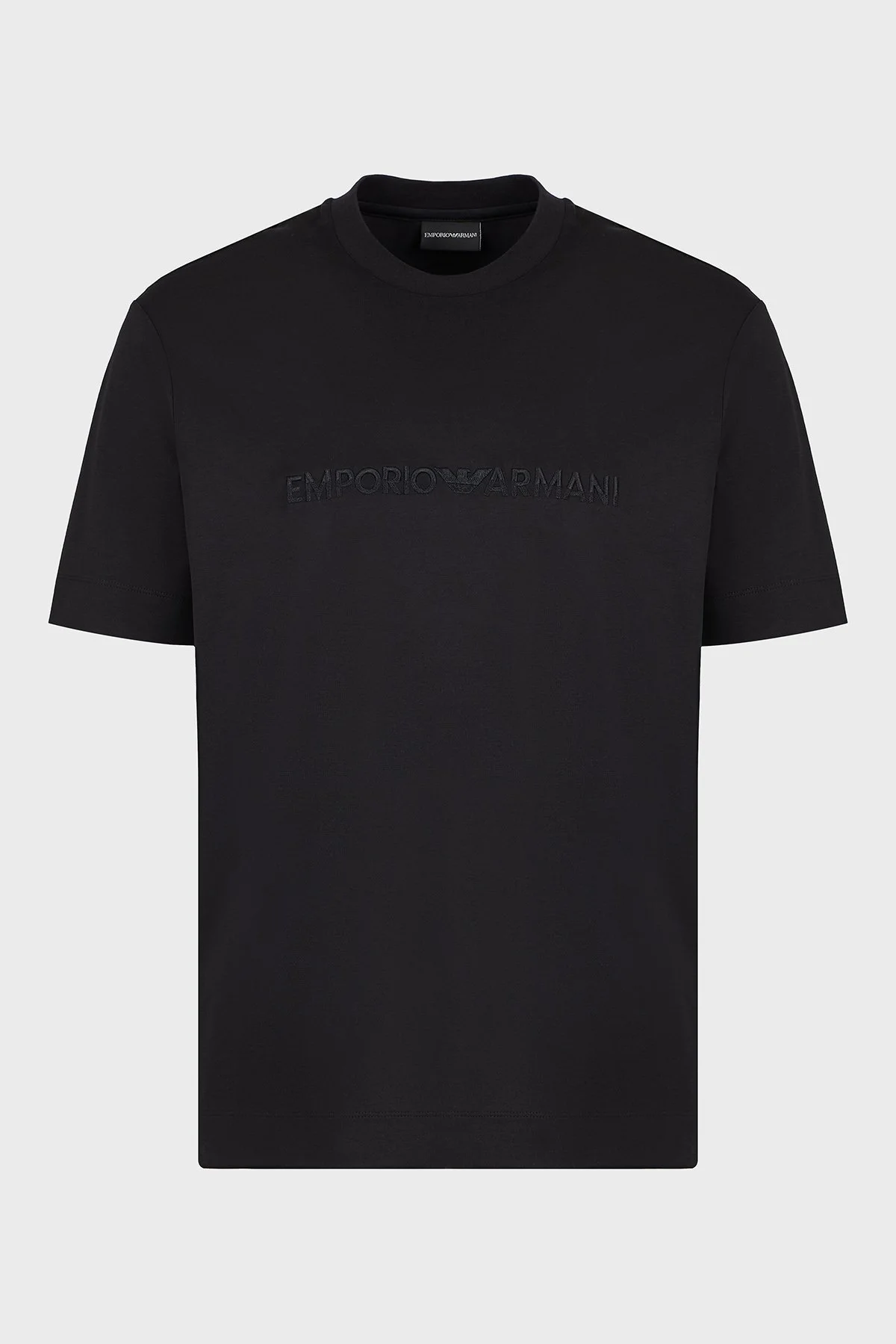 Emporio Armani Logo Nakışlı Pamuklu Regular Fit Bisiklet Yaka Erkek T Shirt EM001070 AF13747 UC001 SİYAH - 5