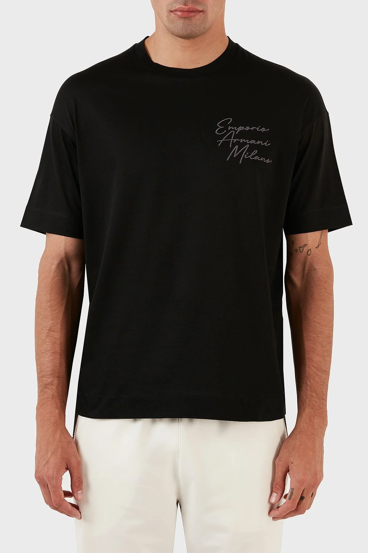 Emporio Armani Logo Yazılı Bisiklet Yaka % 100 Pamuk Regular Fit Erkek T Shirt 6L1TG3 1JSAZ 0030 SİYAH - 1