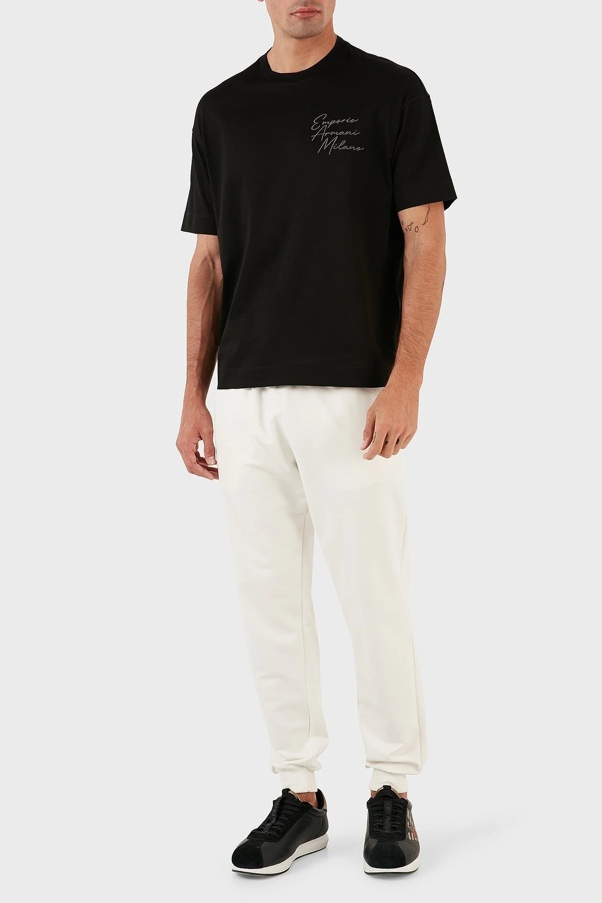 Emporio Armani Logo Yazılı Bisiklet Yaka % 100 Pamuk Regular Fit Erkek T Shirt 6L1TG3 1JSAZ 0030 SİYAH - 4