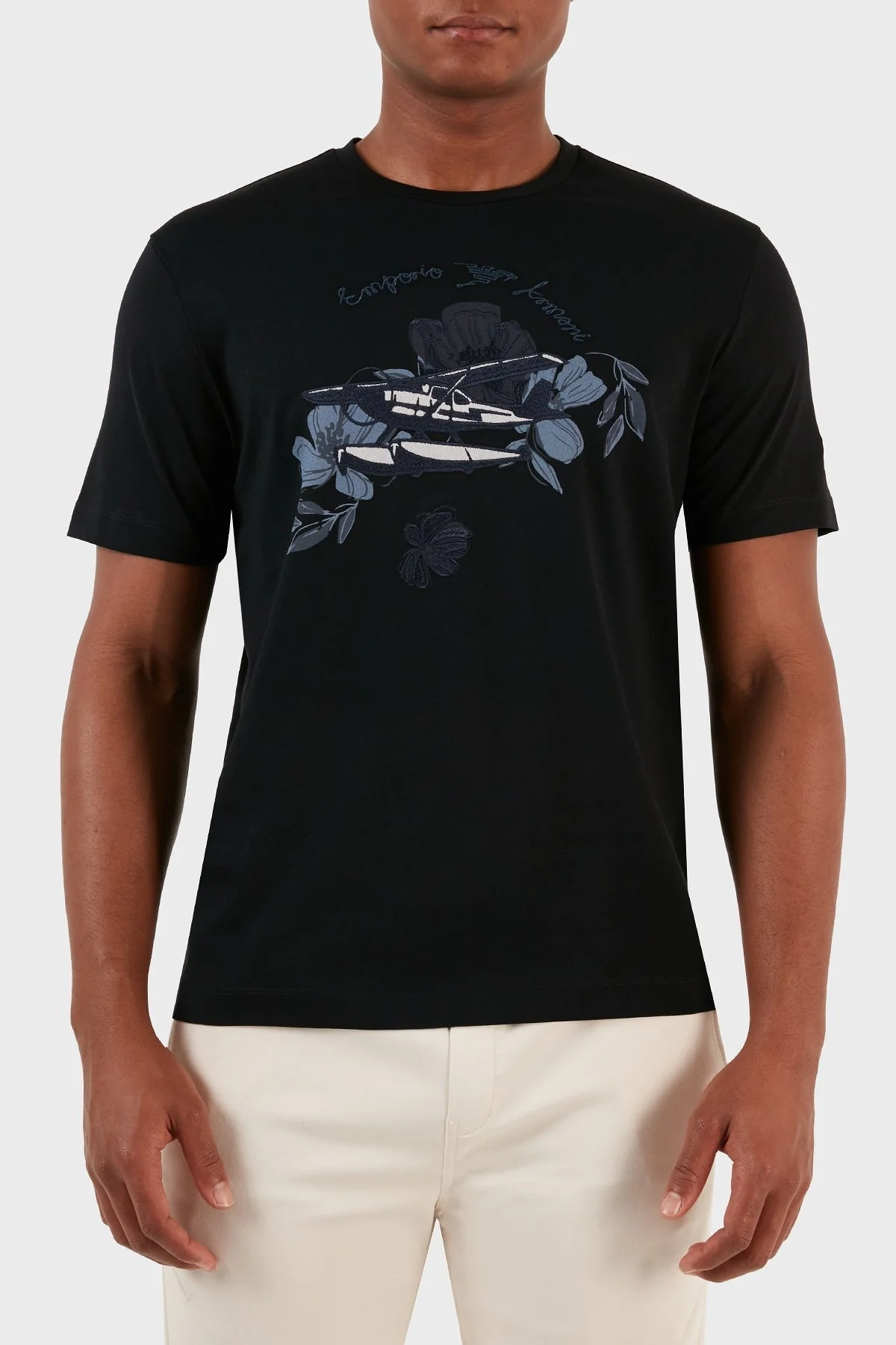 Emporio Armani Logo Yazılı Pamuklu Regular Fit Bisiklet Yaka Erkek T Shirt 6R1T8Q 1J7FZ 0041 LACİVERT - 1