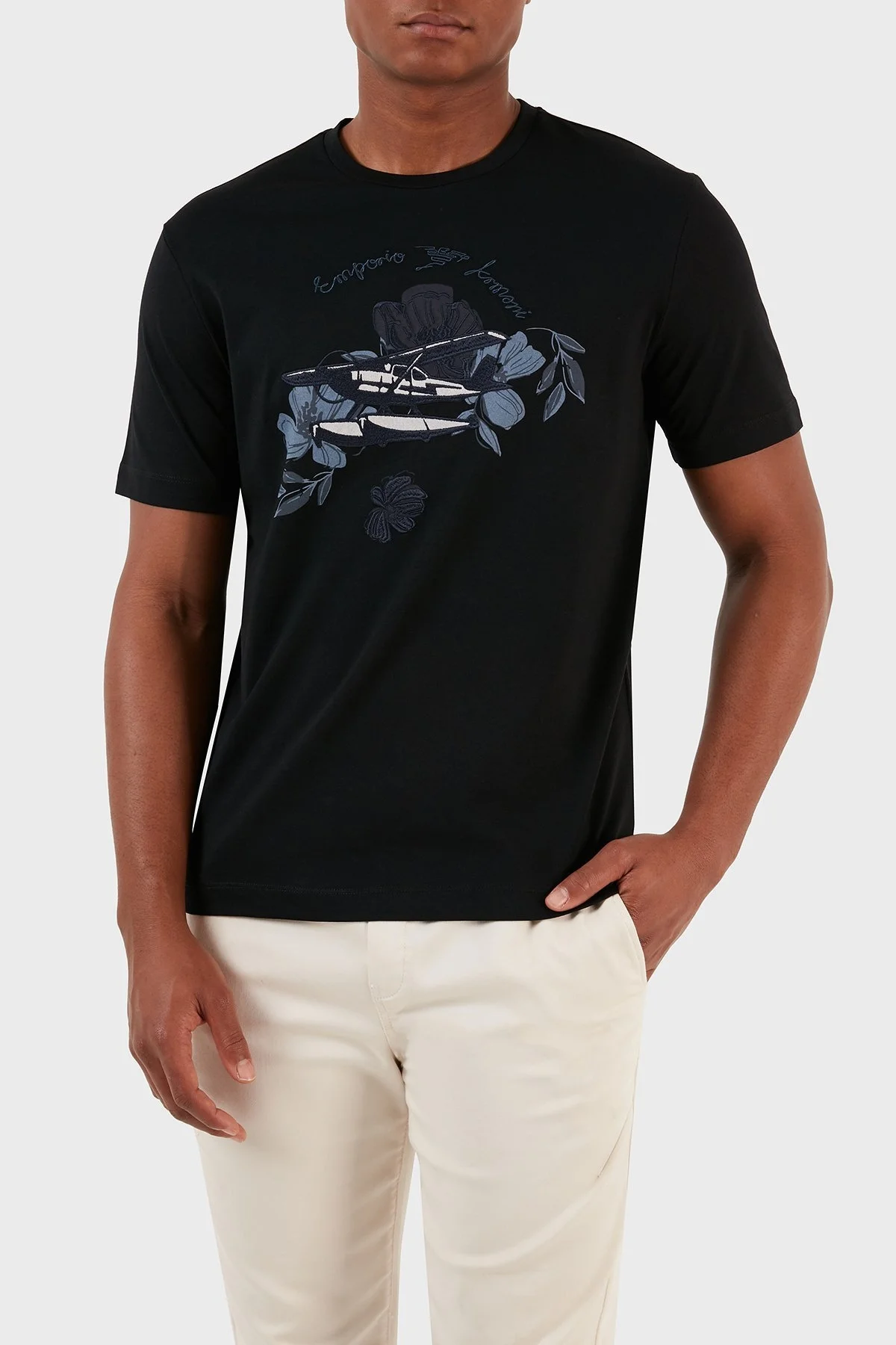 Emporio Armani Logo Yazılı Pamuklu Regular Fit Bisiklet Yaka Erkek T Shirt 6R1T8Q 1J7FZ 0041 LACİVERT - 2