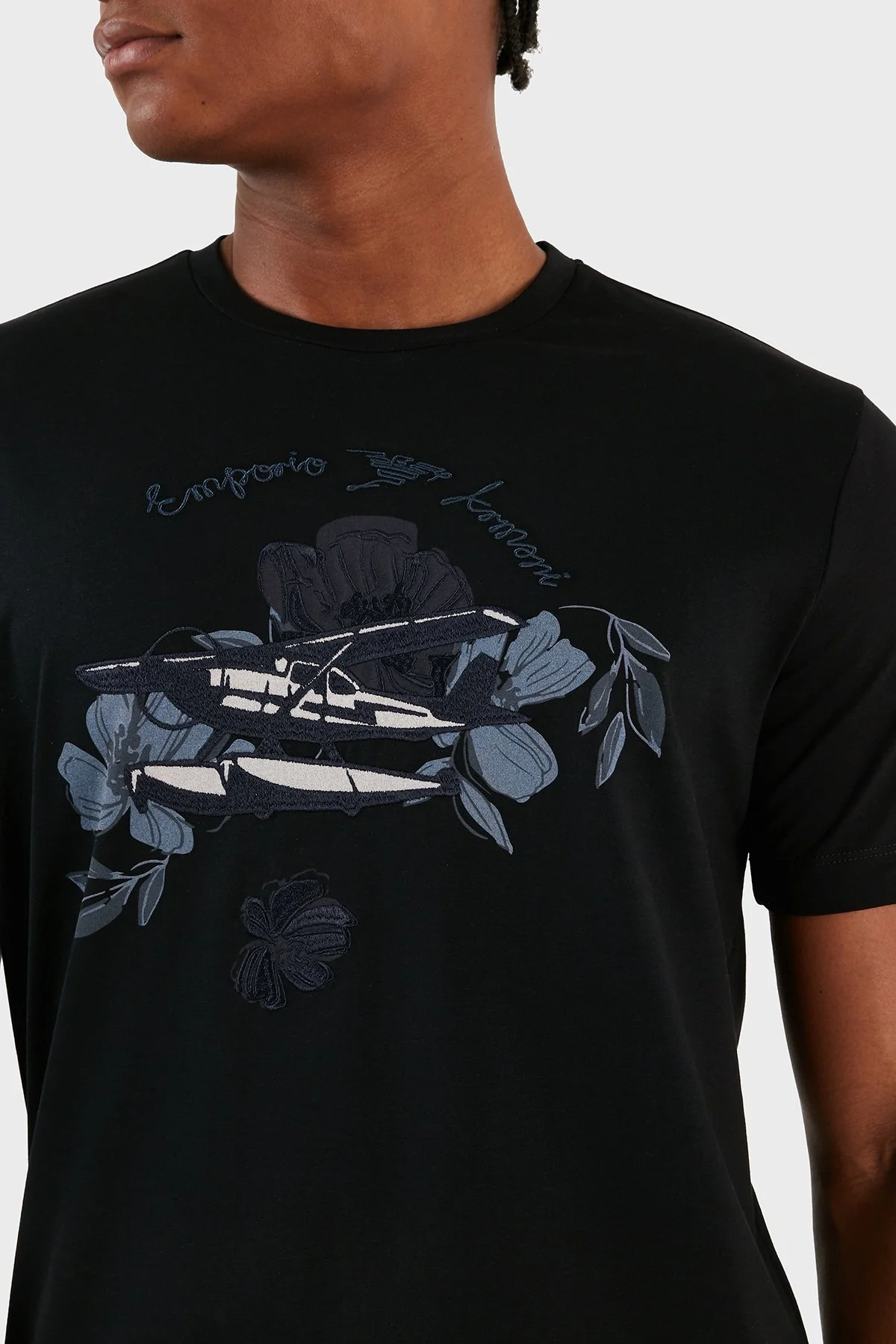 Emporio Armani Logo Yazılı Pamuklu Regular Fit Bisiklet Yaka Erkek T Shirt 6R1T8Q 1J7FZ 0041 LACİVERT - 3