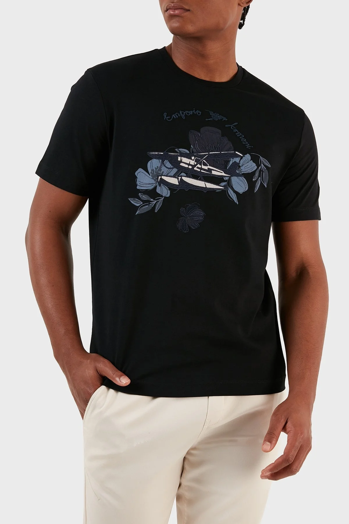 Emporio Armani Logo Yazılı Pamuklu Regular Fit Bisiklet Yaka Erkek T Shirt 6R1T8Q 1J7FZ 0041 LACİVERT - 4