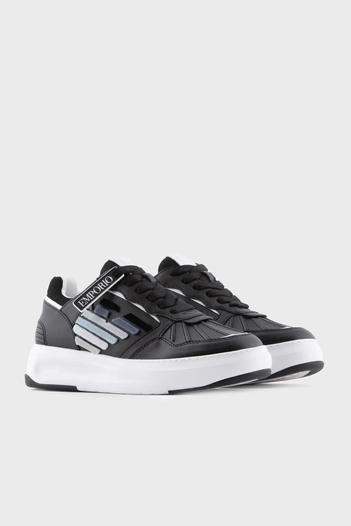 Emporio Armani Logolu % 100 Hakiki Deri Sneaker Bayan Ayakkabı X3X165 XN703 A120 SİYAH - 2