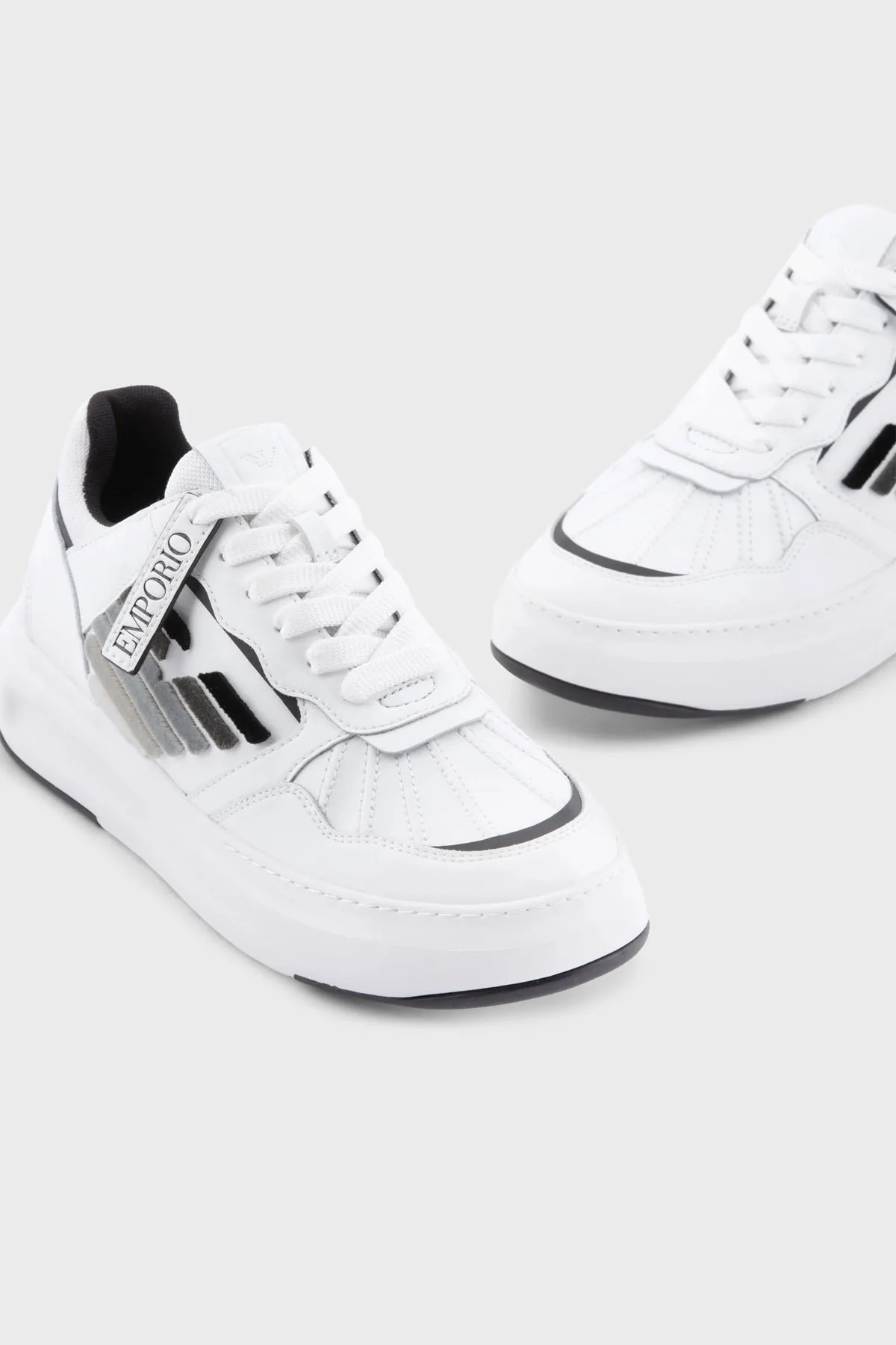 Emporio Armani Logolu % 100 Deri Sneaker Bayan Ayakkabı X3X165 XN703 D611 BEYAZ - 3