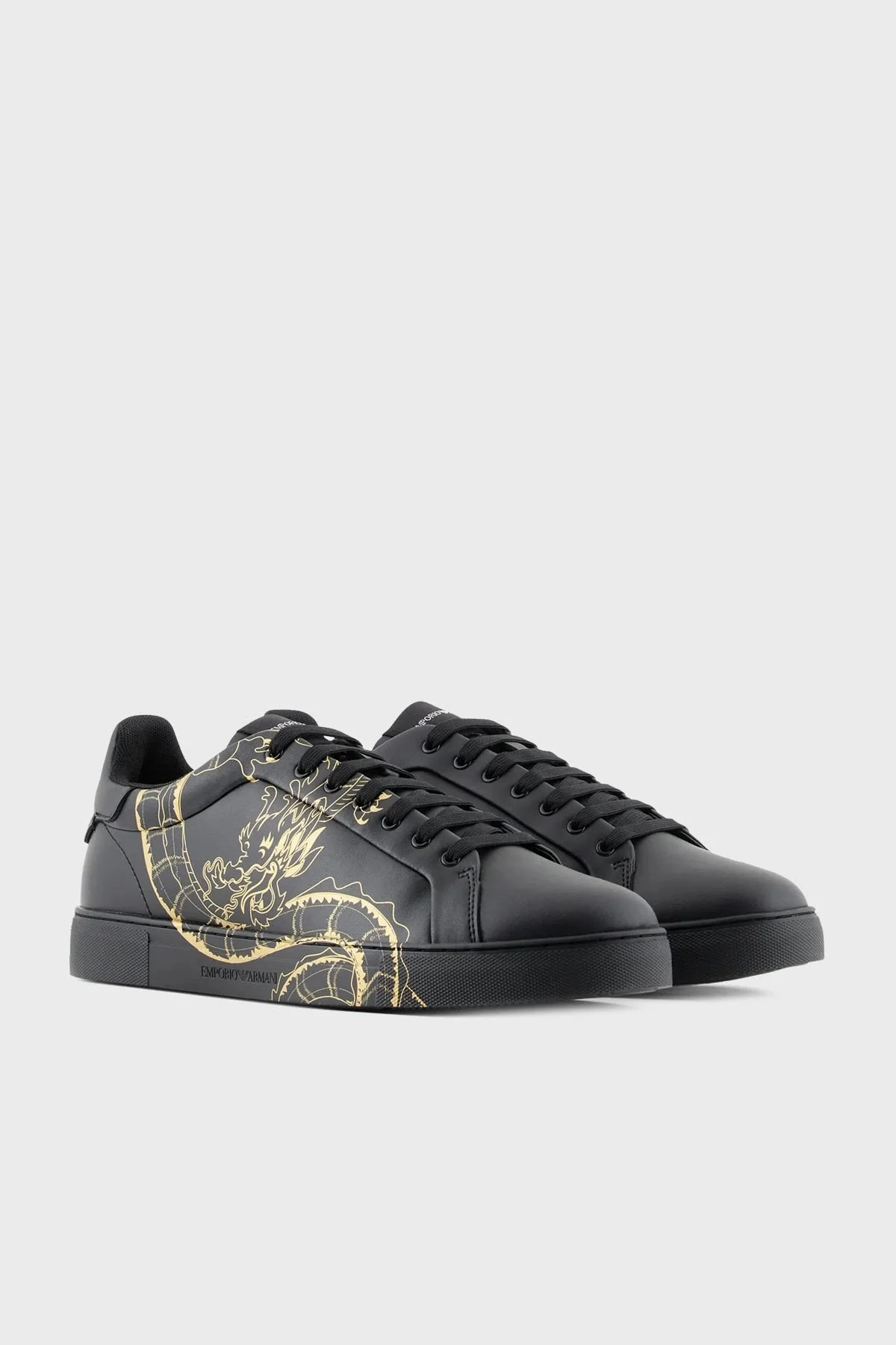 Emporio Armani Logolu % 100 Deri Sneaker Erkek Ayakkabı EM000018 AF10032 UC001 SİYAH - 2