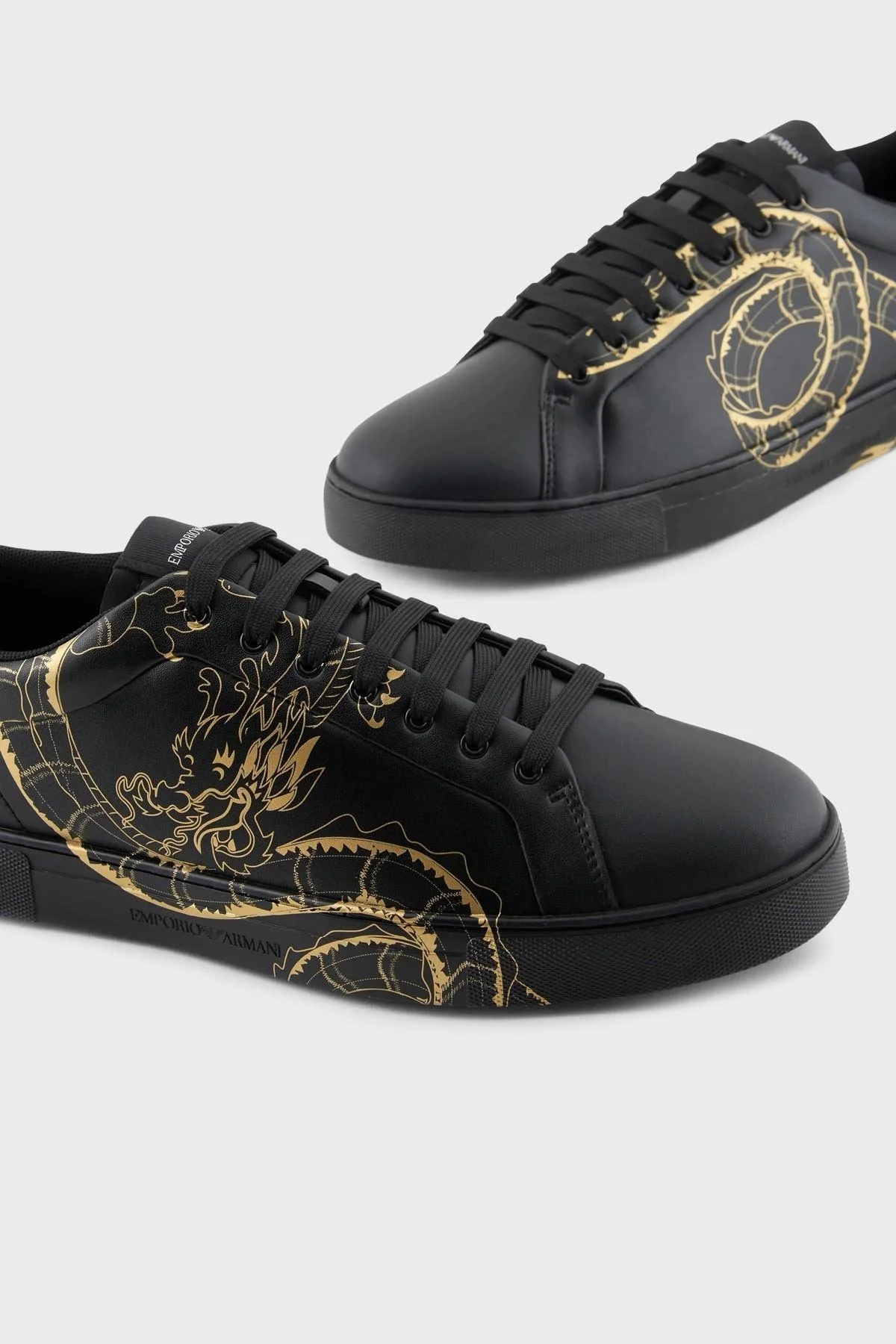 Emporio Armani Logolu % 100 Deri Sneaker Erkek Ayakkabı EM000018 AF10032 UC001 SİYAH - 3