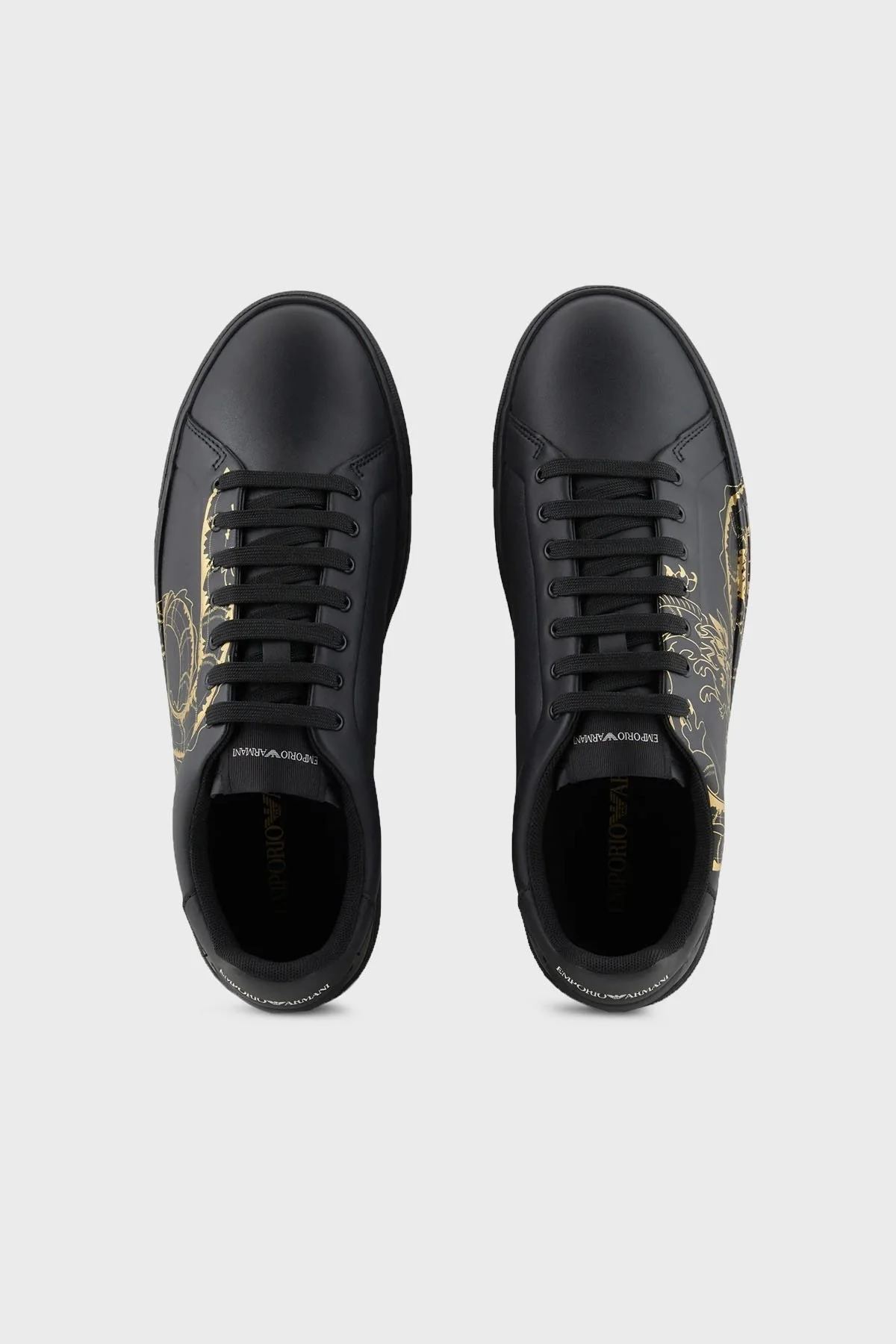 Emporio Armani Logolu % 100 Deri Sneaker Erkek Ayakkabı EM000018 AF10032 UC001 SİYAH - 4
