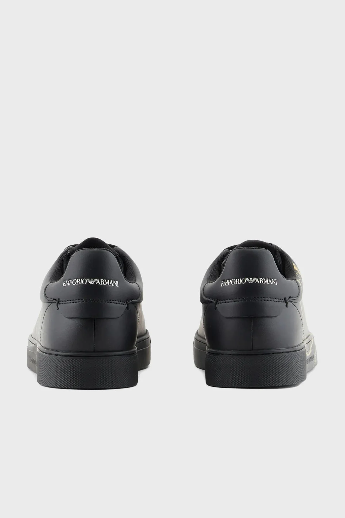 Emporio Armani Logolu % 100 Deri Sneaker Erkek Ayakkabı EM000018 AF10032 UC001 SİYAH - 5