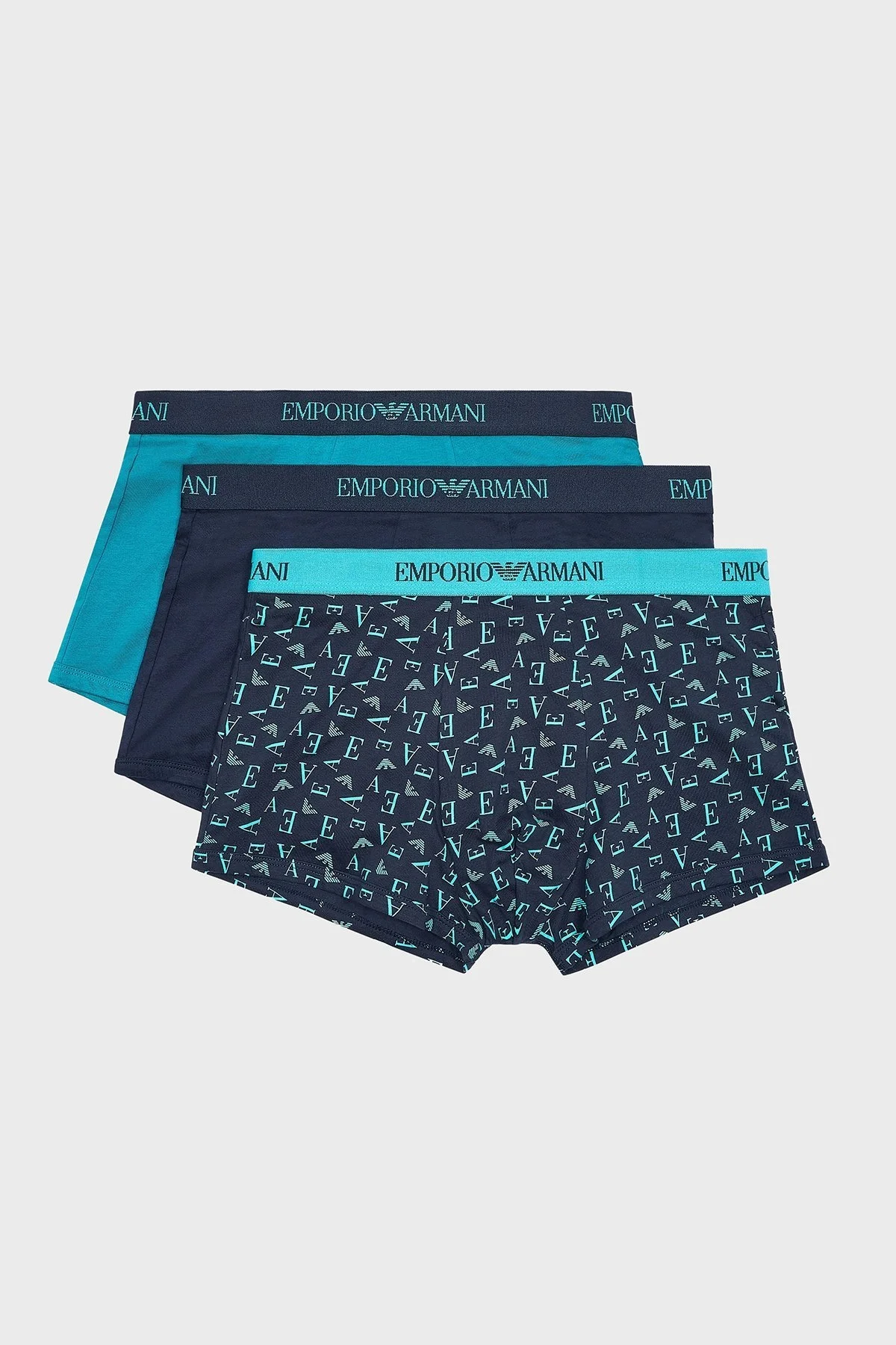 Emporio Armani Logolu % 100 Pamuk 3 Pack Erkek Boxer EM000260 AF10800 MB148 MAVİ - 1
