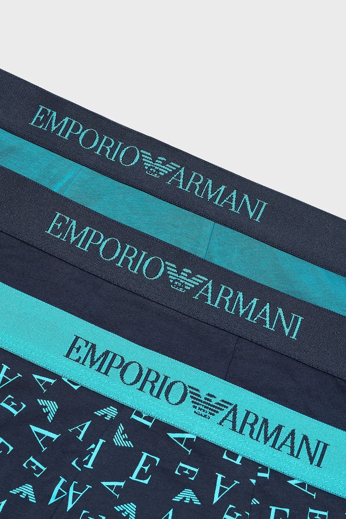 Emporio Armani Logolu % 100 Pamuk 3 Pack Erkek Boxer EM000260 AF10800 MB148 MAVİ - 2