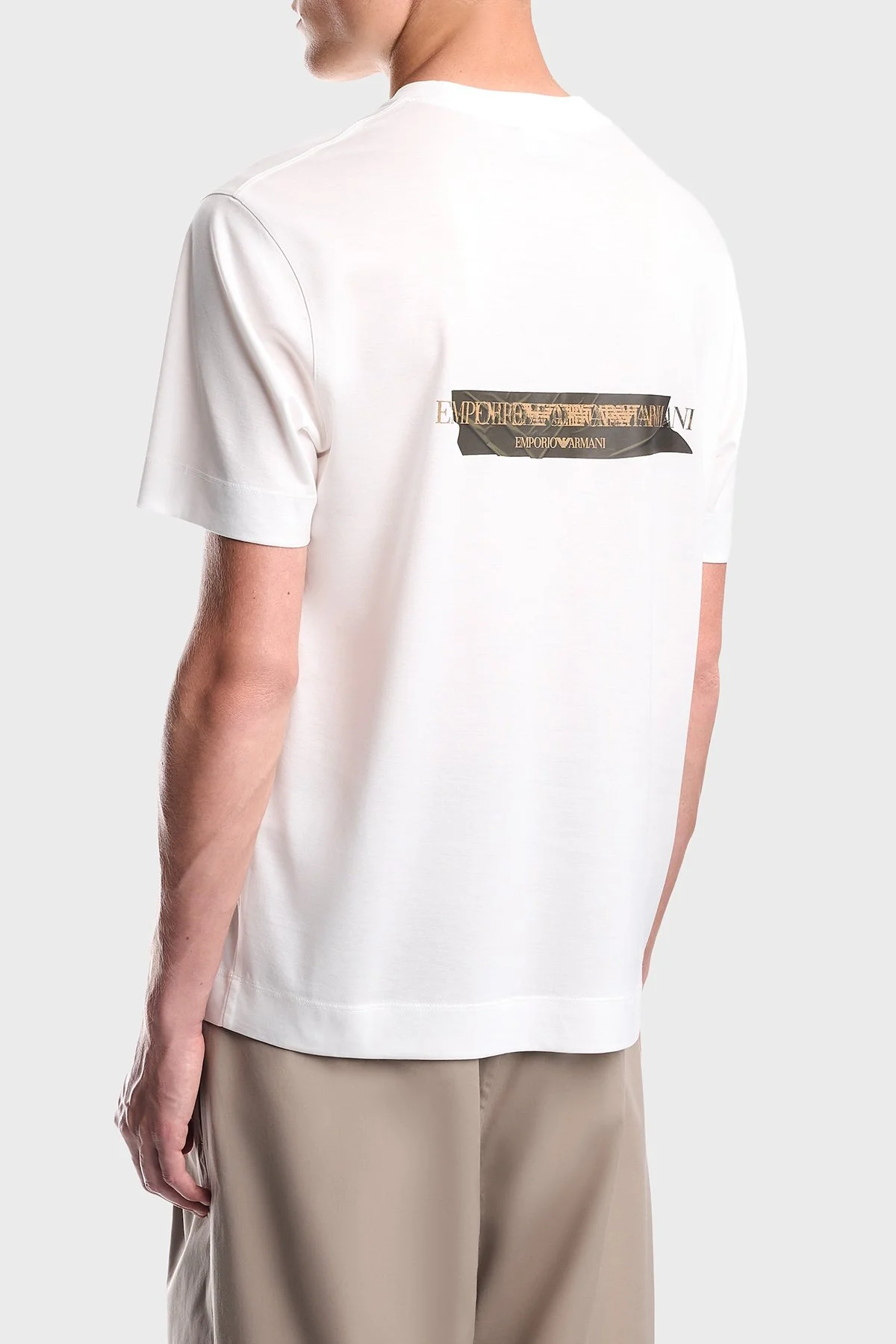 Emporio Armani Logolu % 100 Pamuk Bisiklet Yaka Erkek T Shirt EM007040 AF10017 U0003 Beyaz - 3