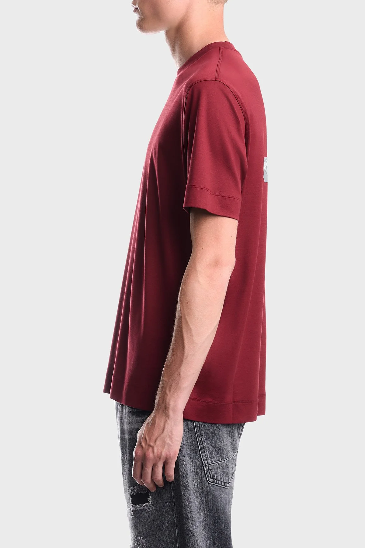 Emporio Armani Logolu % 100 Pamuk Bisiklet Yaka Erkek T Shirt EM007040 AF10017 U5087 Bordo - 4