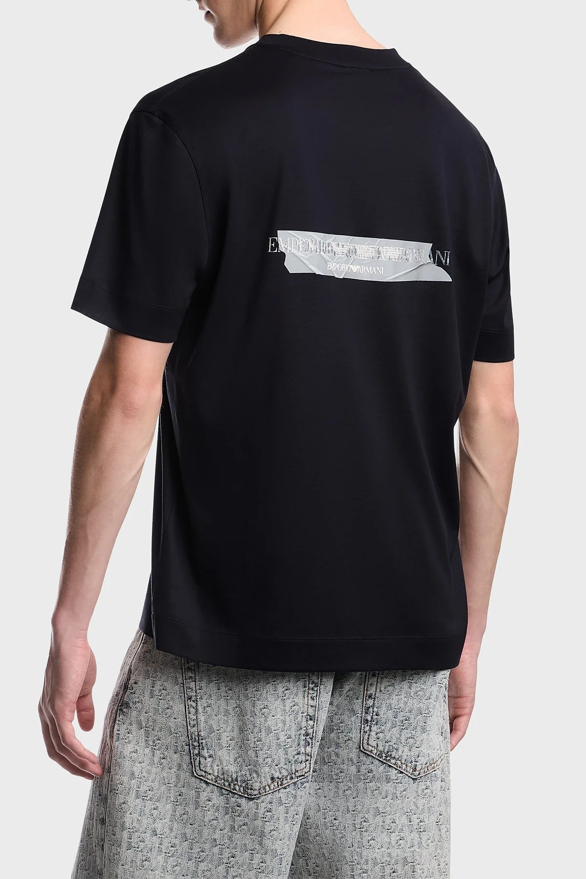 Emporio Armani Logolu % 100 Pamuk Bisiklet Yaka Erkek T Shirt EM007040 AF10017 UB118 Lacivert - 3