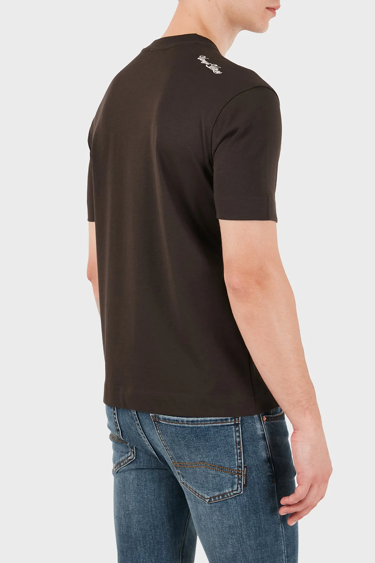 Emporio Armani Logolu % 100 Pamuk Bisiklet Yaka Erkek T Shirt EM007320 AF13715 U6030 Koyu kahve - 2
