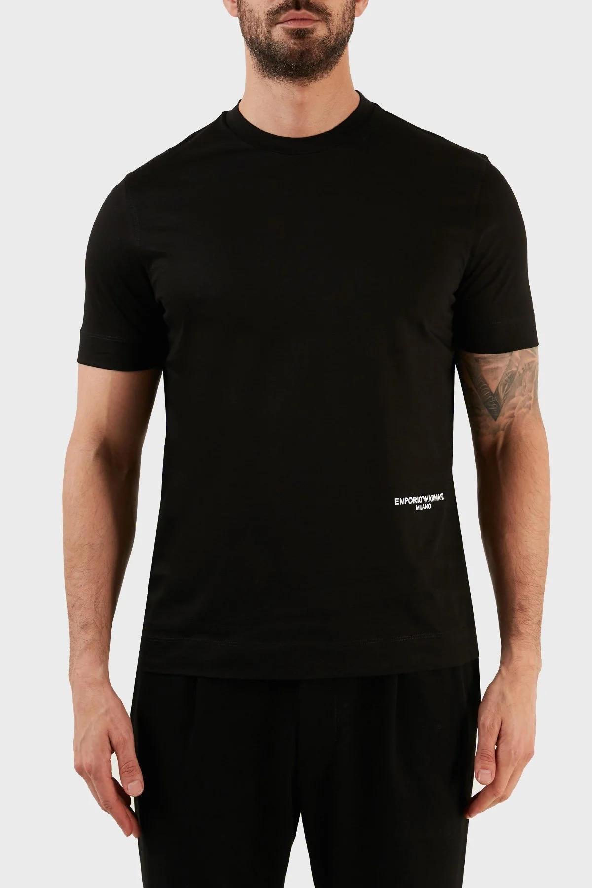 Emporio Armani Logolu % 100 Pamuk Bisiklet Yaka Regular Fit Erkek T Shirt 3R1TC2 1JSAZ 0999 SİYAH - 1
