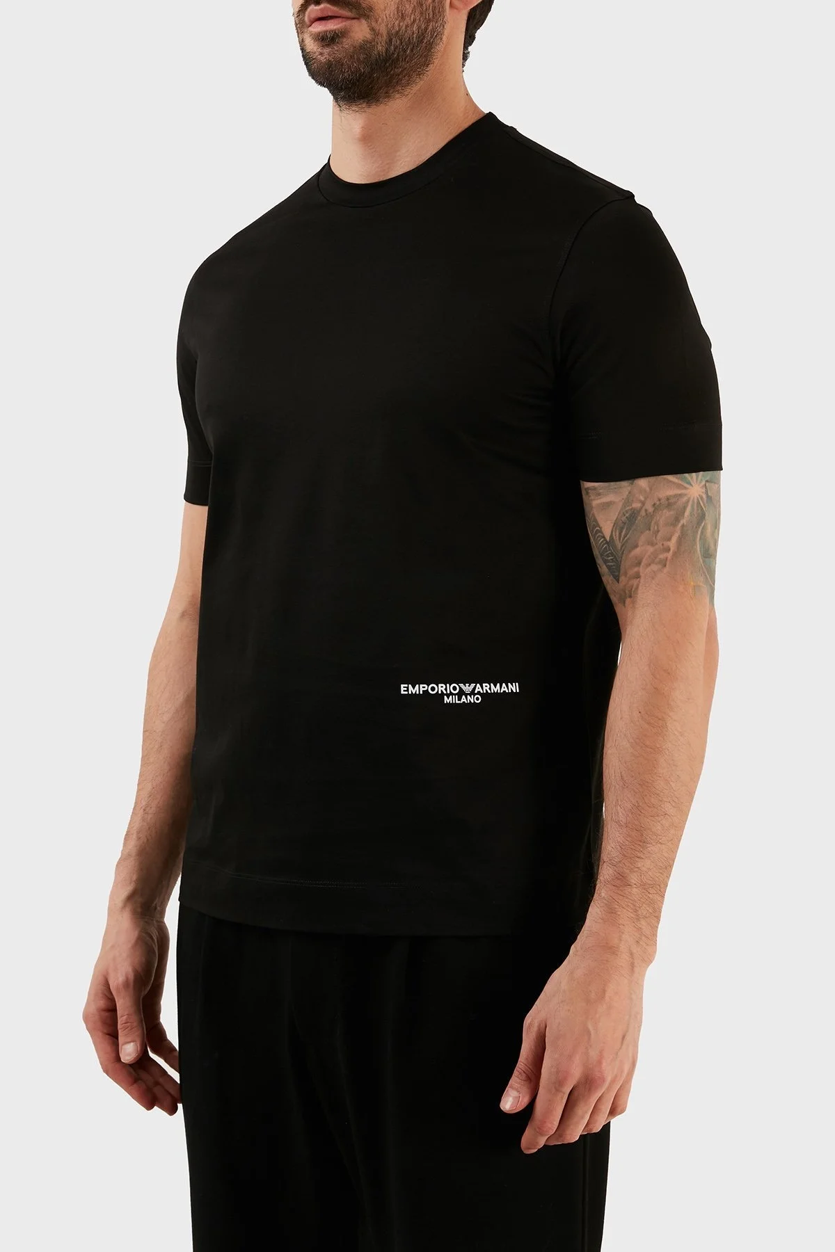 Emporio Armani Logolu % 100 Pamuk Bisiklet Yaka Regular Fit Erkek T Shirt 3R1TC2 1JSAZ 0999 SİYAH - 2