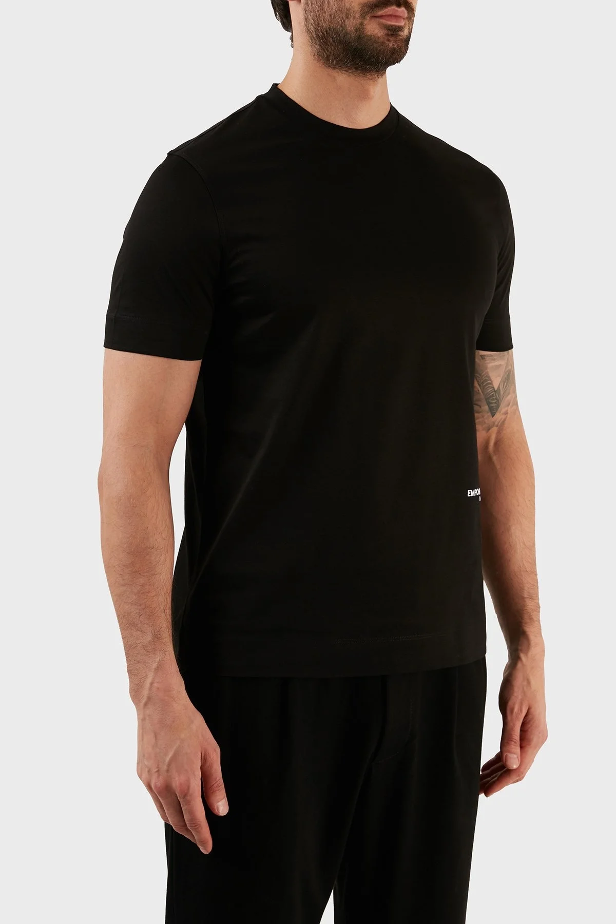 Emporio Armani Logolu % 100 Pamuk Bisiklet Yaka Regular Fit Erkek T Shirt 3R1TC2 1JSAZ 0999 SİYAH - 3