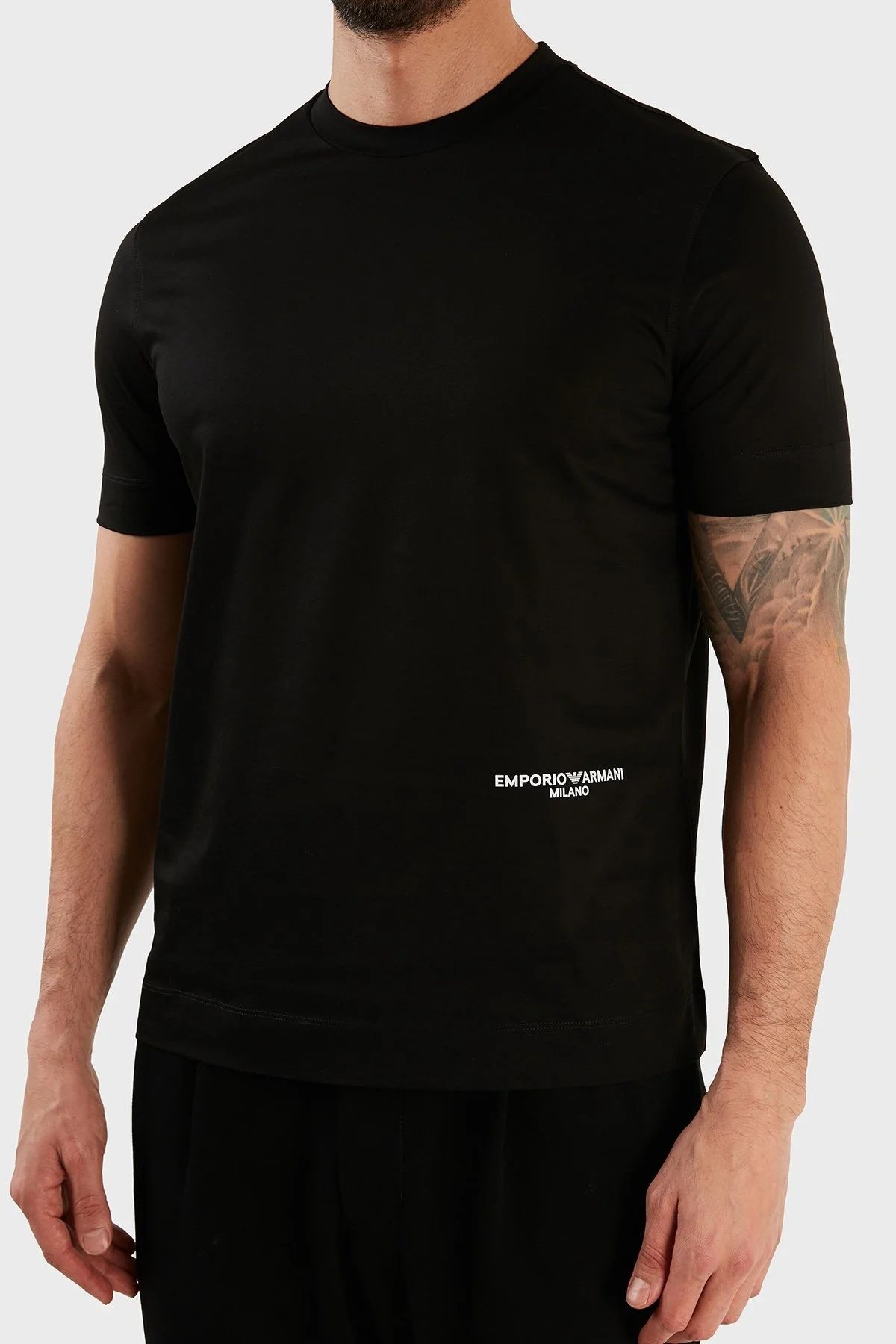 Emporio Armani Logolu % 100 Pamuk Bisiklet Yaka Regular Fit Erkek T Shirt 3R1TC2 1JSAZ 0999 SİYAH - 4