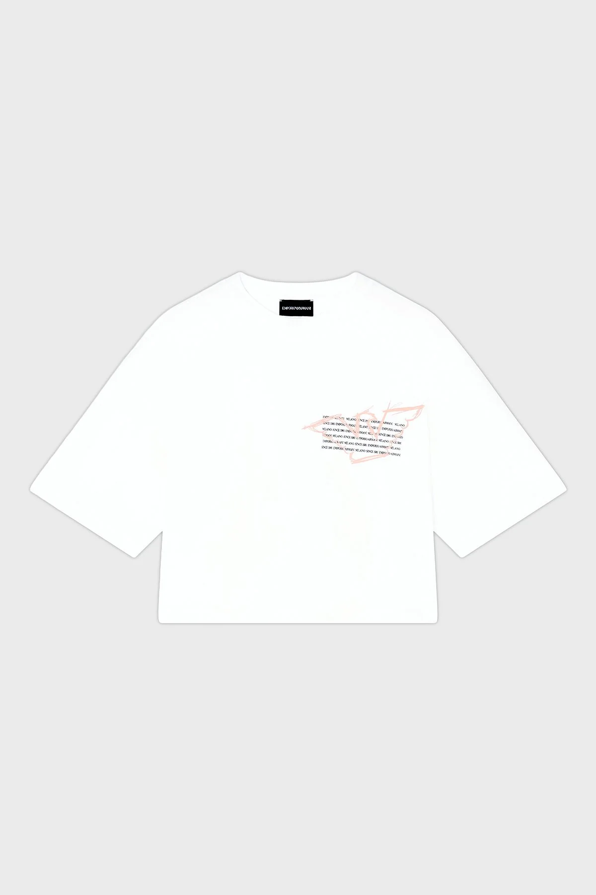 Emporio Armani Logolu % 100 Pamuk Cropped Fit Bisiklet Yaka Bayan T Shirt EW004388 AF12597 U0002 BEYAZ - 1