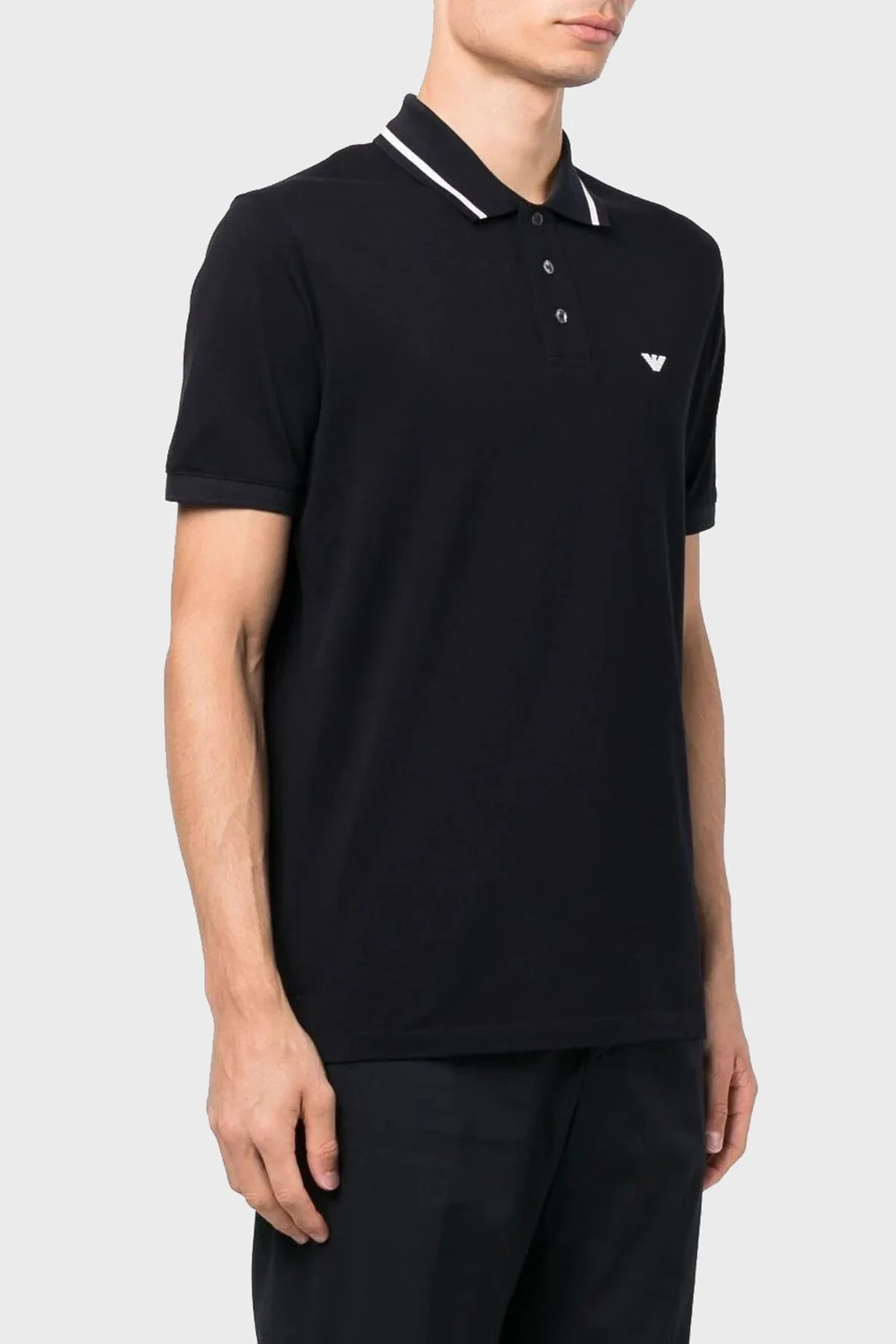 Emporio Armani Logolu % 100 Pamuk Erkek Polo T Shirt 6L1FD2 1JTKZ 0051 SİYAH - 1