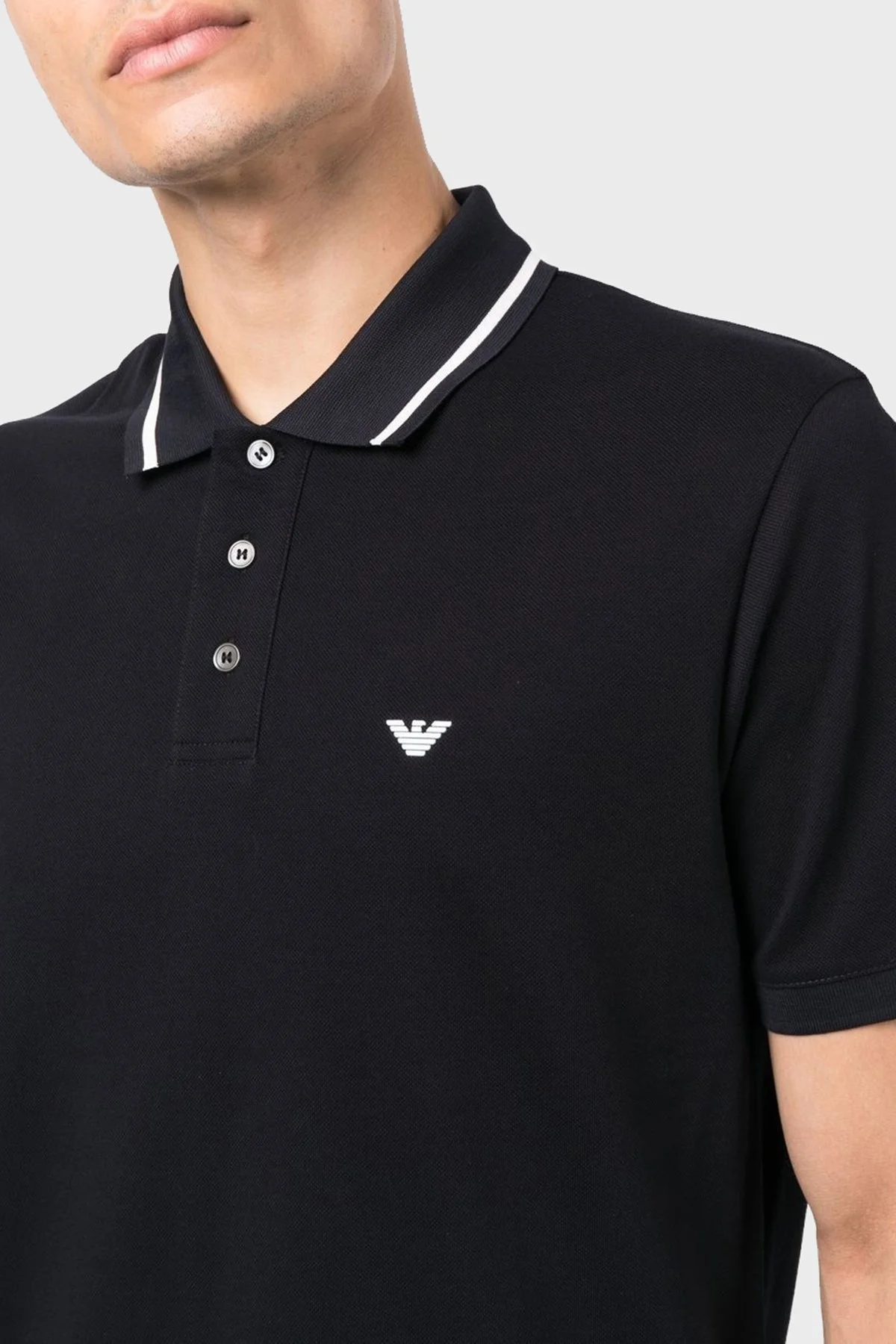 Emporio Armani Logolu % 100 Pamuk Erkek Polo T Shirt 6L1FD2 1JTKZ 0051 SİYAH - 3