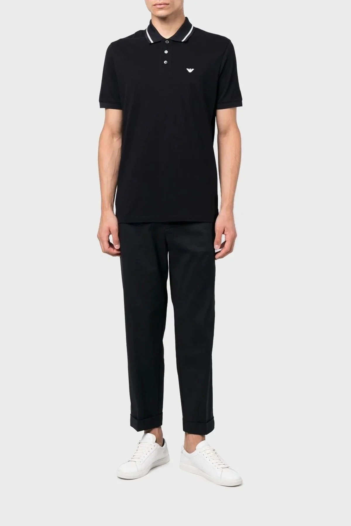 Emporio Armani Logolu % 100 Pamuk Erkek Polo T Shirt 6L1FD2 1JTKZ 0051 SİYAH - 4