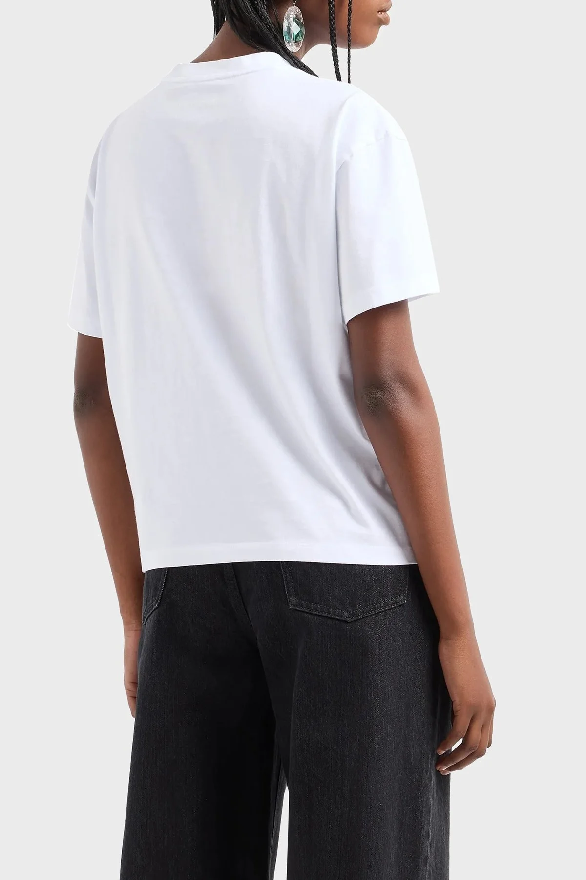 Emporio Armani Logolu % 100 Pamuk Regular Fit Bayan T Shirt 6D2T7H 2J4EZ 0100 BEYAZ - 8