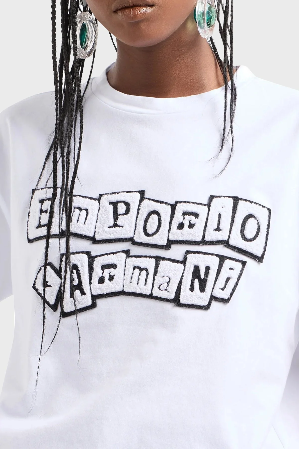 Emporio Armani Logolu % 100 Pamuk Regular Fit Kadın T Shirt 6D2T7H 2J4EZ 0100 BEYAZ - 4
