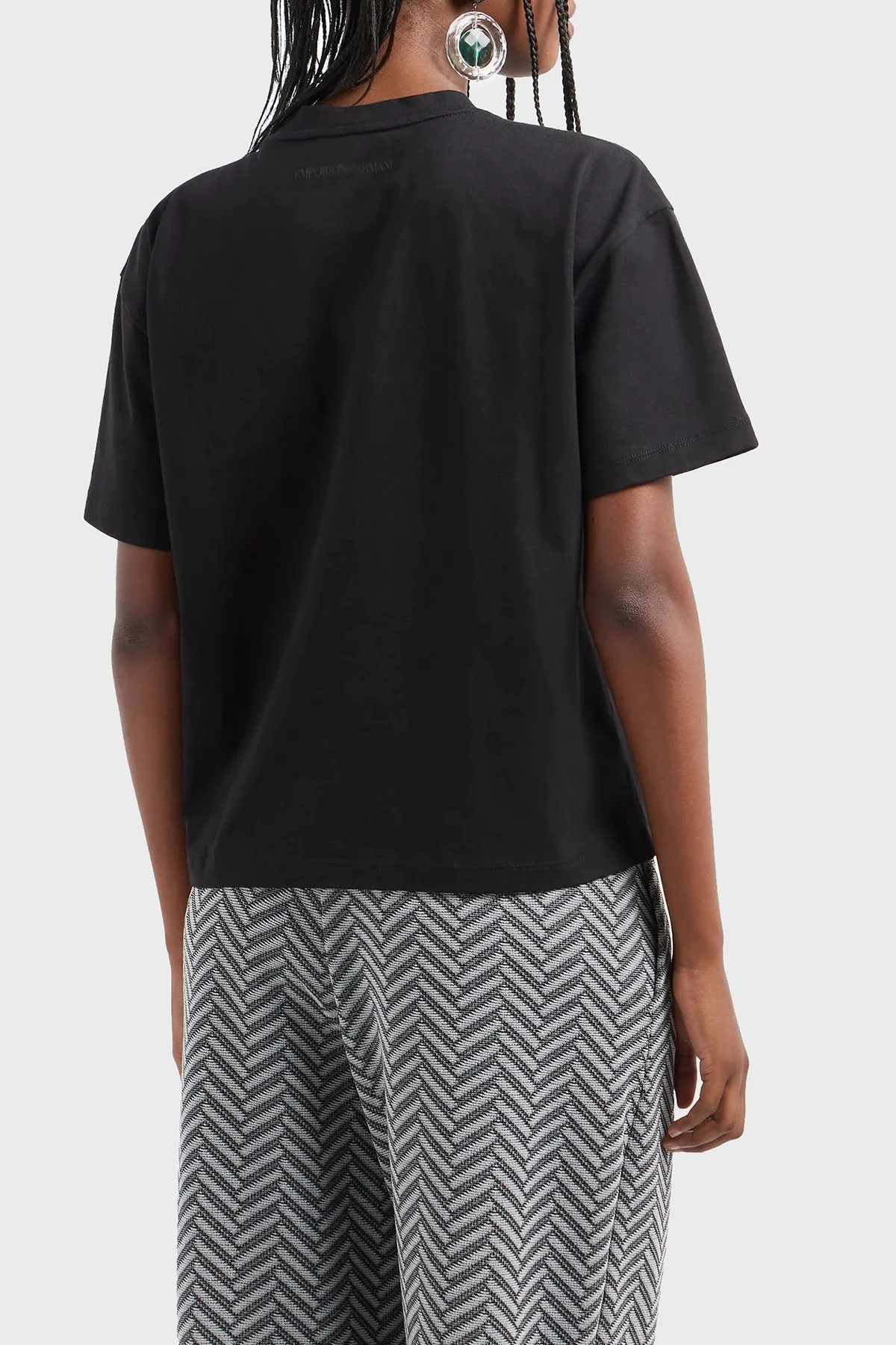 Emporio Armani Logolu % 100 Pamuk Regular Fit Kadın T Shirt 6D2T7H 2J4EZ 0999 SİYAH - 3
