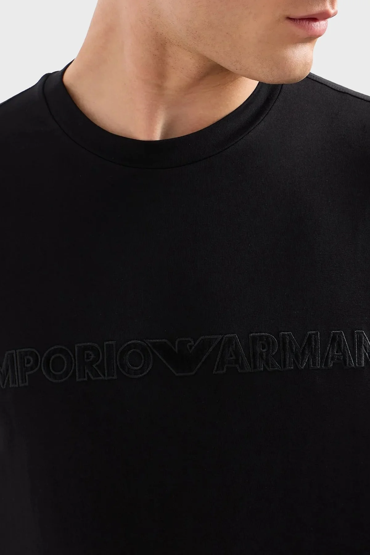 Emporio Armani Logolu % 100 Pamuk Regular Fit Bisiklet Yaka Erkek T Shirt 6D1T98 1JOCZ 00B7 SİYAH - 4