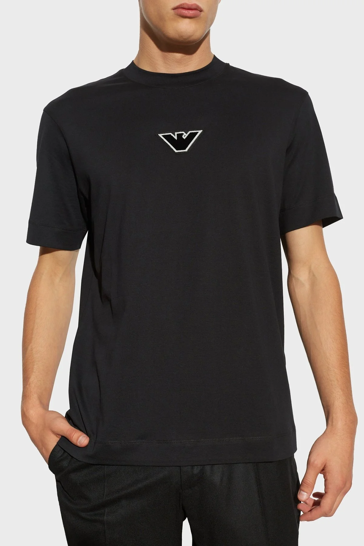 Emporio Armani Logolu % 100 Pamuk Regular Fit Bisiklet Yaka Erkek T Shirt 6D1TD7 1JOCZ 0037 SİYAH - 6