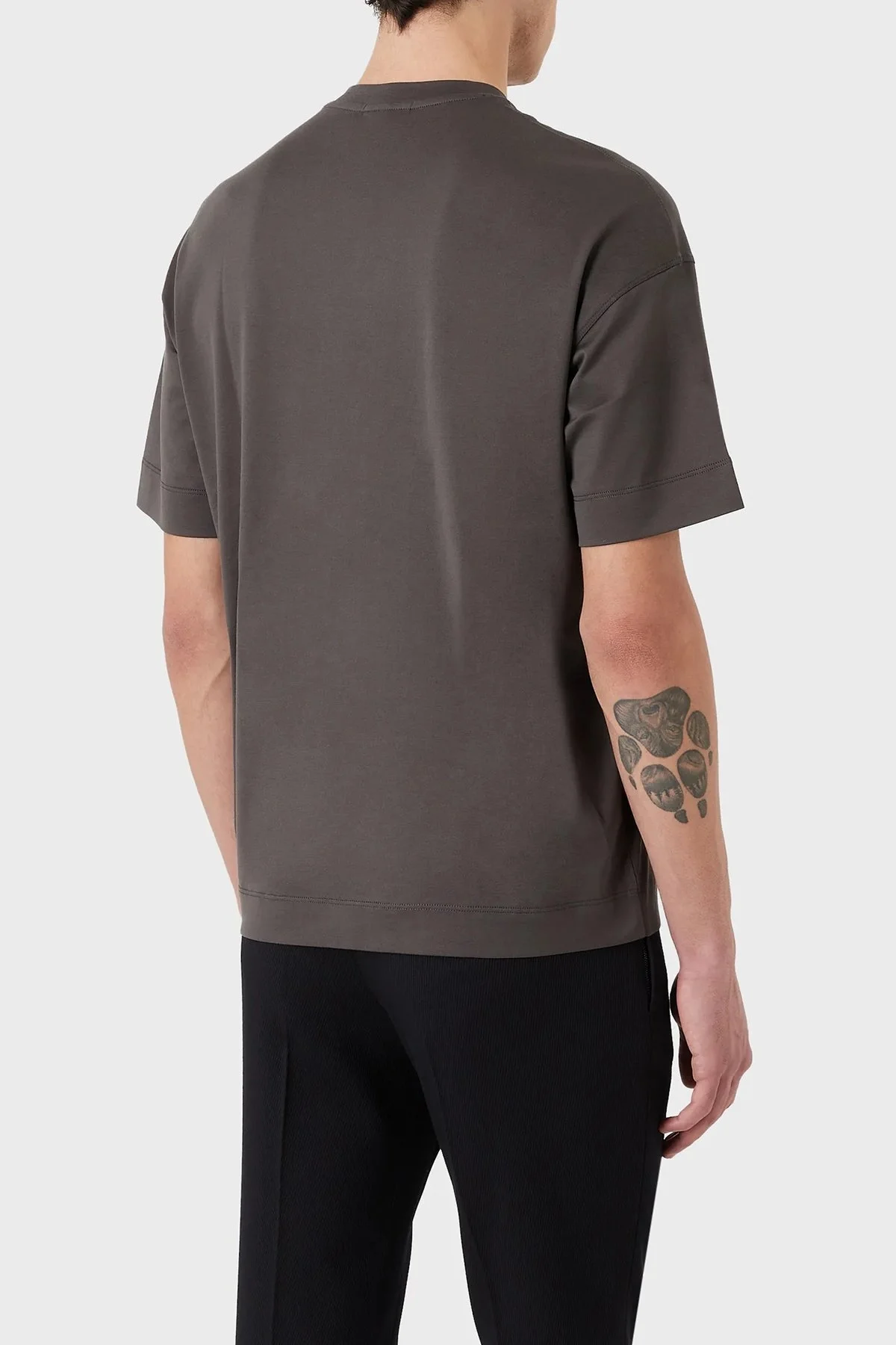 Emporio Armani Logolu % 100 Pamuk Regular Fit Bisiklet Yaka Erkek T Shirt 6L1TG5 1JSAZ 0651 ANTRASİT - 2