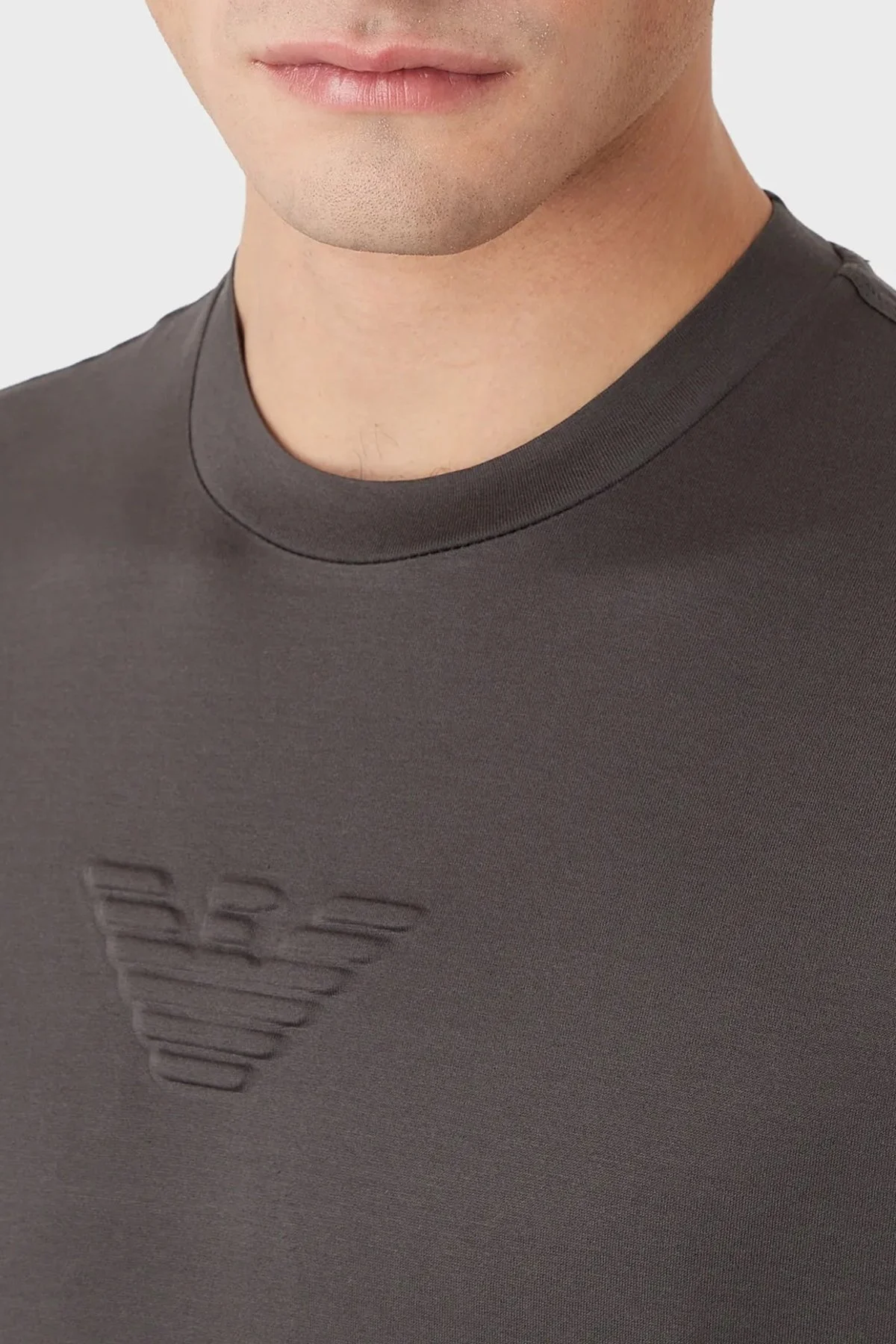 Emporio Armani Logolu % 100 Pamuk Regular Fit Bisiklet Yaka Erkek T Shirt 6L1TG5 1JSAZ 0651 ANTRASİT - 3