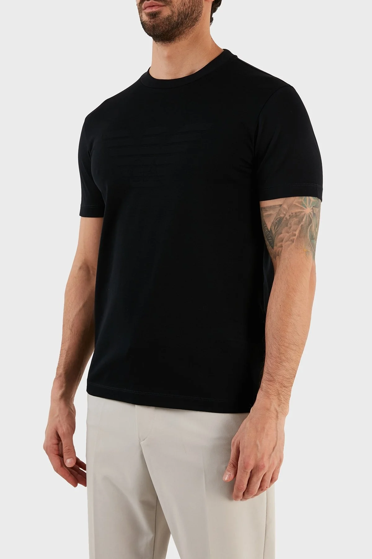 Emporio Armani Logolu % 100 Pamuk Regular Fit Bisiklet Yaka Erkek T Shirt 8N1TD2 1JGYZ 0975 LACİVERT - 2