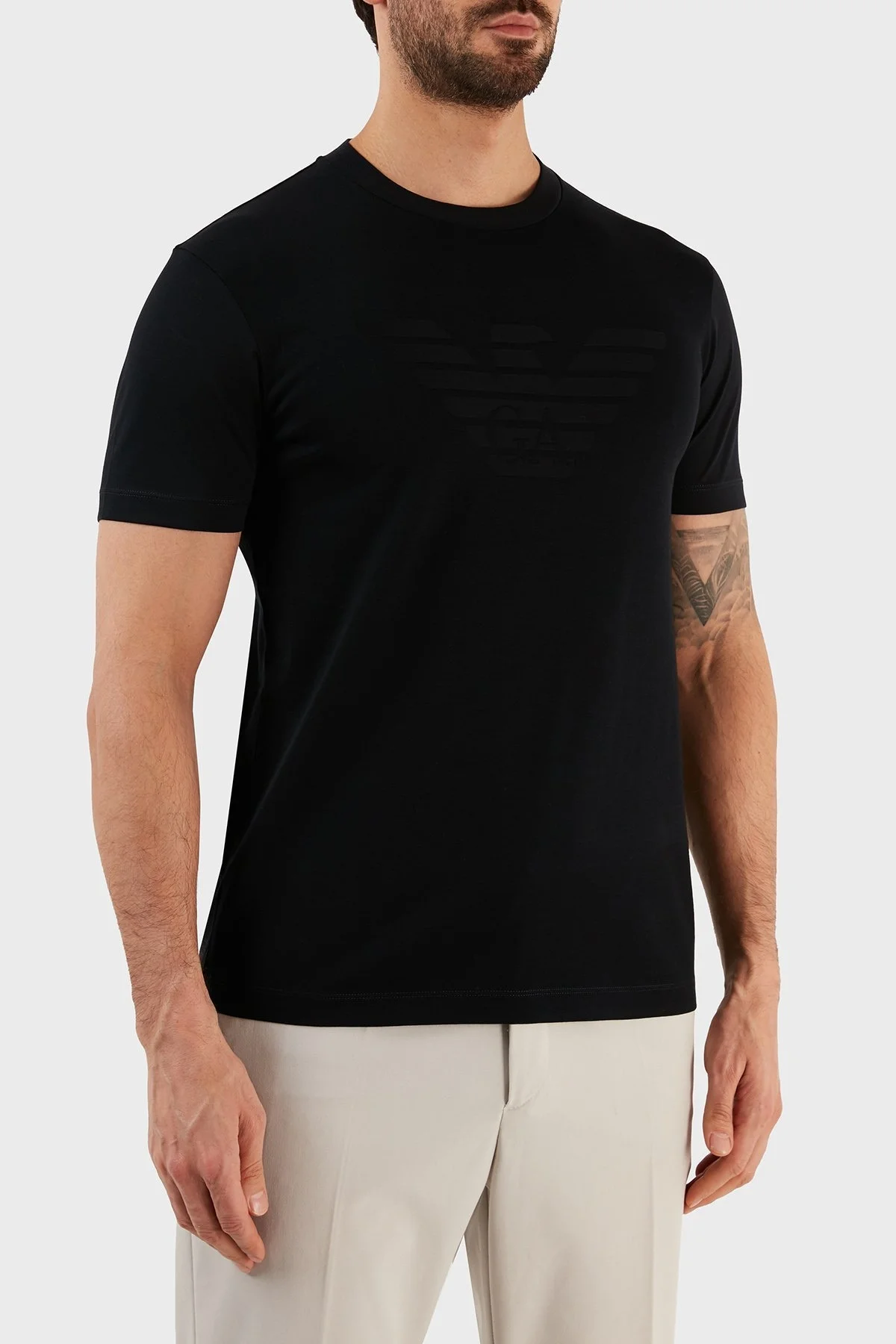 Emporio Armani Logolu % 100 Pamuk Regular Fit Bisiklet Yaka Erkek T Shirt 8N1TD2 1JGYZ 0975 LACİVERT - 3