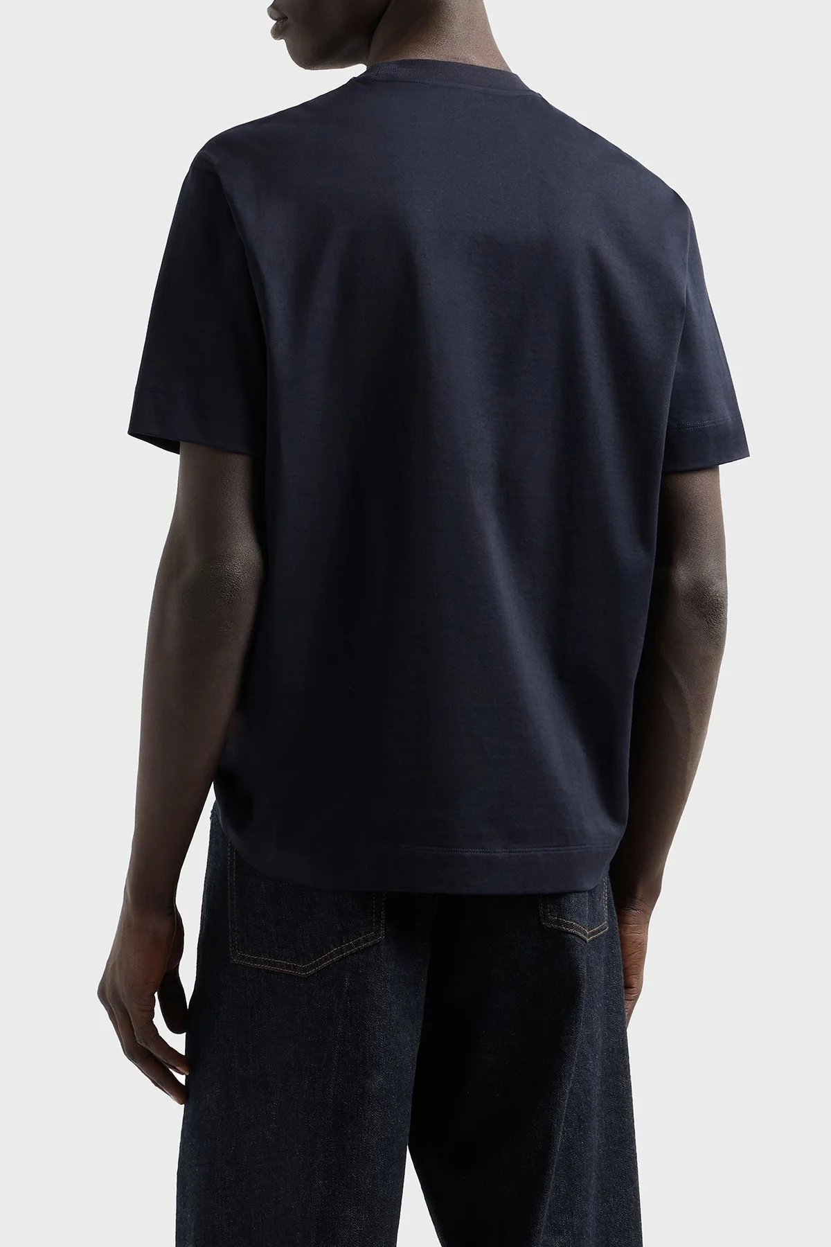 Emporio Armani Logolu % 100 Pamuk Regular Fit Bisiklet Yaka Erkek T Shirt EM001015 AF13669 UB118 LACİVERT - 3