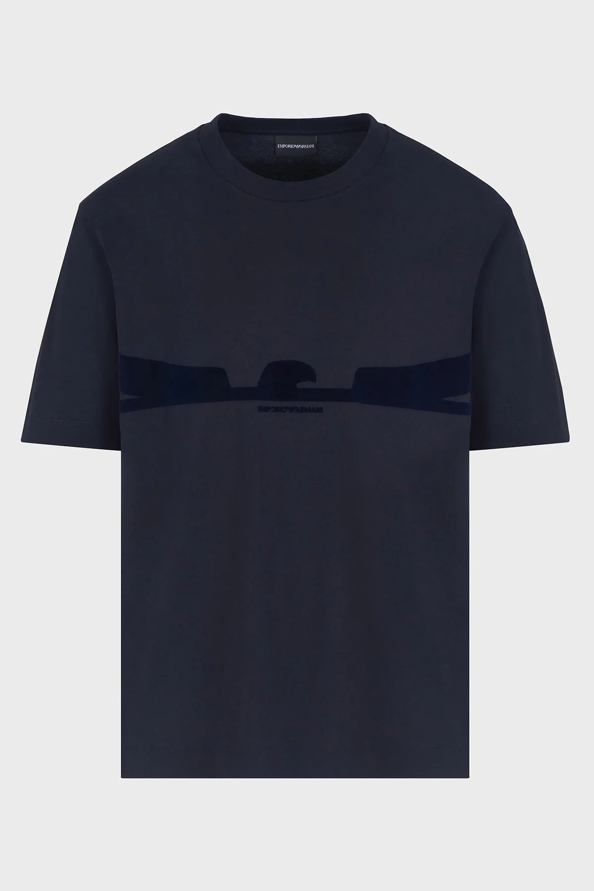 Emporio Armani Logolu % 100 Pamuk Regular Fit Bisiklet Yaka Erkek T Shirt EM001015 AF13669 UB118 LACİVERT - 5