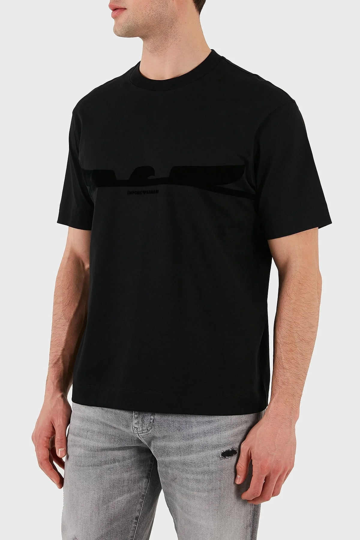 Emporio Armani Logolu % 100 Pamuk Regular Fit Bisiklet Yaka Erkek T Shirt EM001015 AF13669 UC001 SİYAH - 2