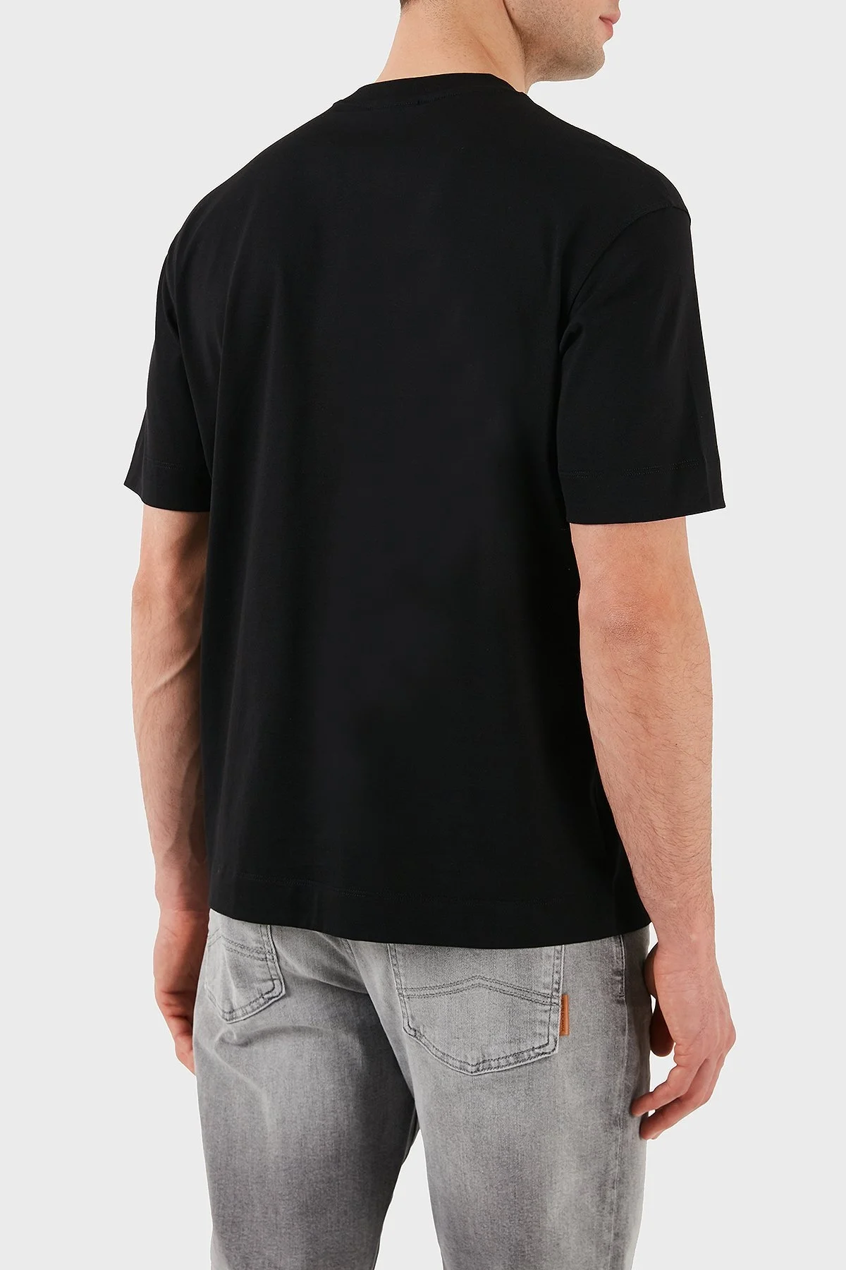 Emporio Armani Logolu % 100 Pamuk Regular Fit Bisiklet Yaka Erkek T Shirt EM001015 AF13669 UC001 SİYAH - 3