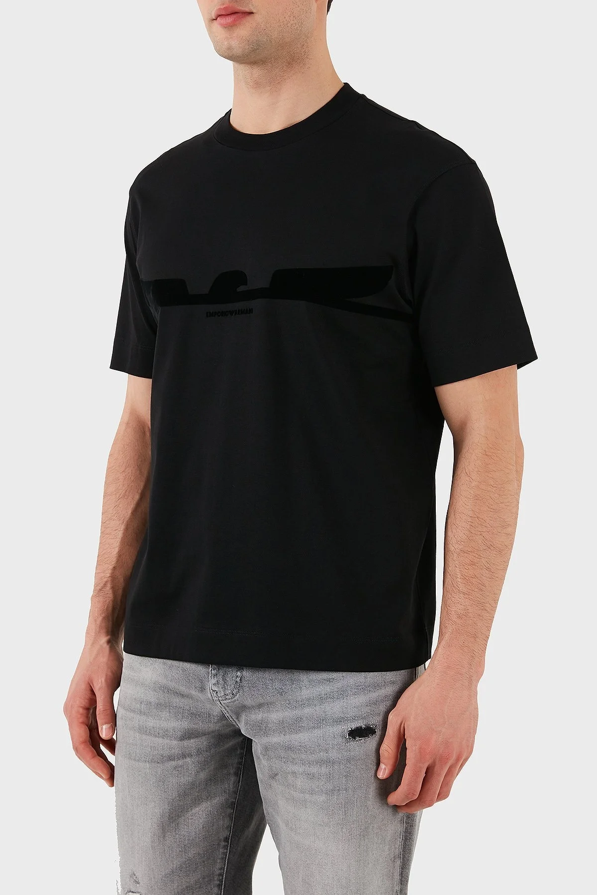 Emporio Armani Logolu % 100 Pamuk Regular Fit Bisiklet Yaka Erkek T Shirt EM001015 AF13669 UC001 SİYAH - 5