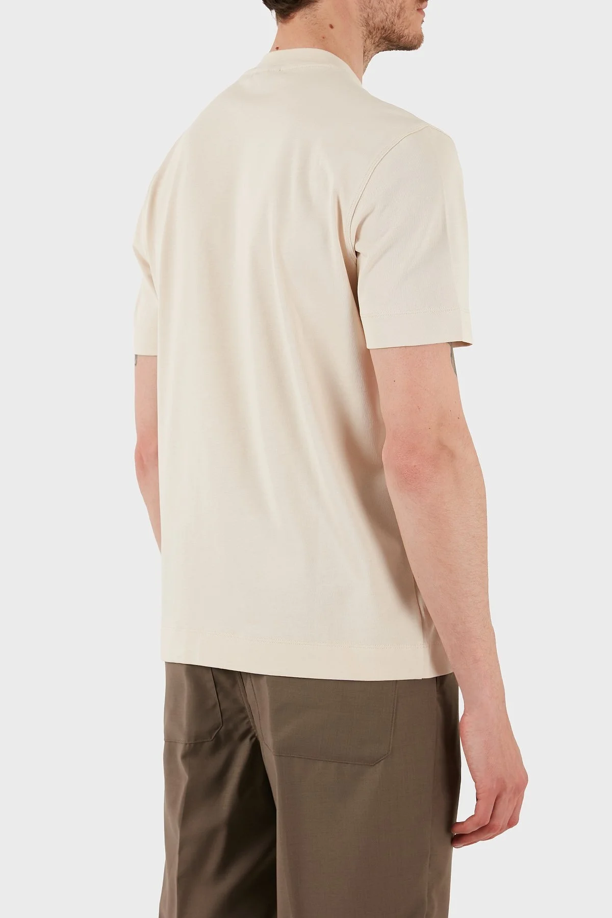 Emporio Armani Logolu % 100 PAmuk Regular Fit Bisiklet Yaka Erkek T Shirt EM002660 AF13715 U1088 EKRU - 10