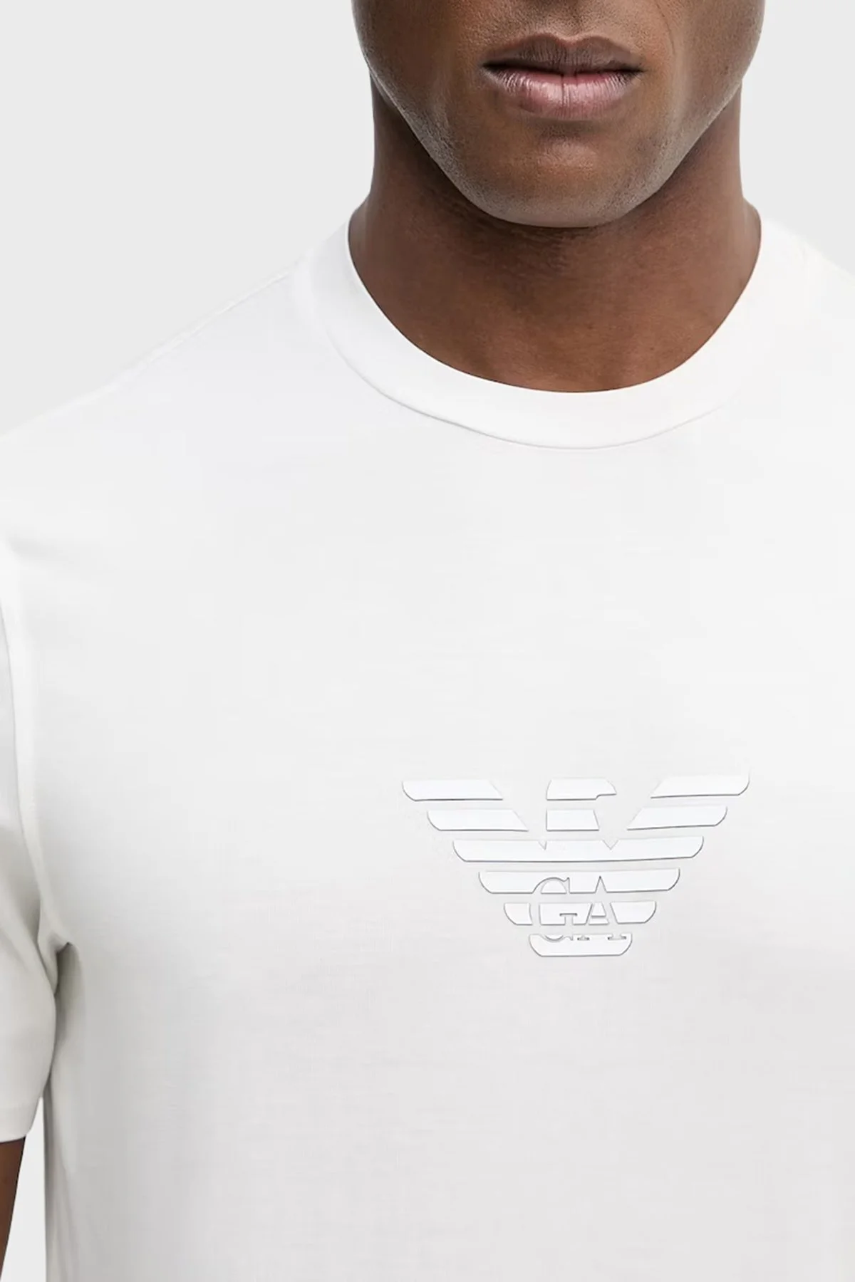 Emporio Armani Logolu % 100 Pamuk Regular Fit Bisiklet Yaka Erkek T Shirt EM004583 AF13669 M0306 BEYAZ - 4