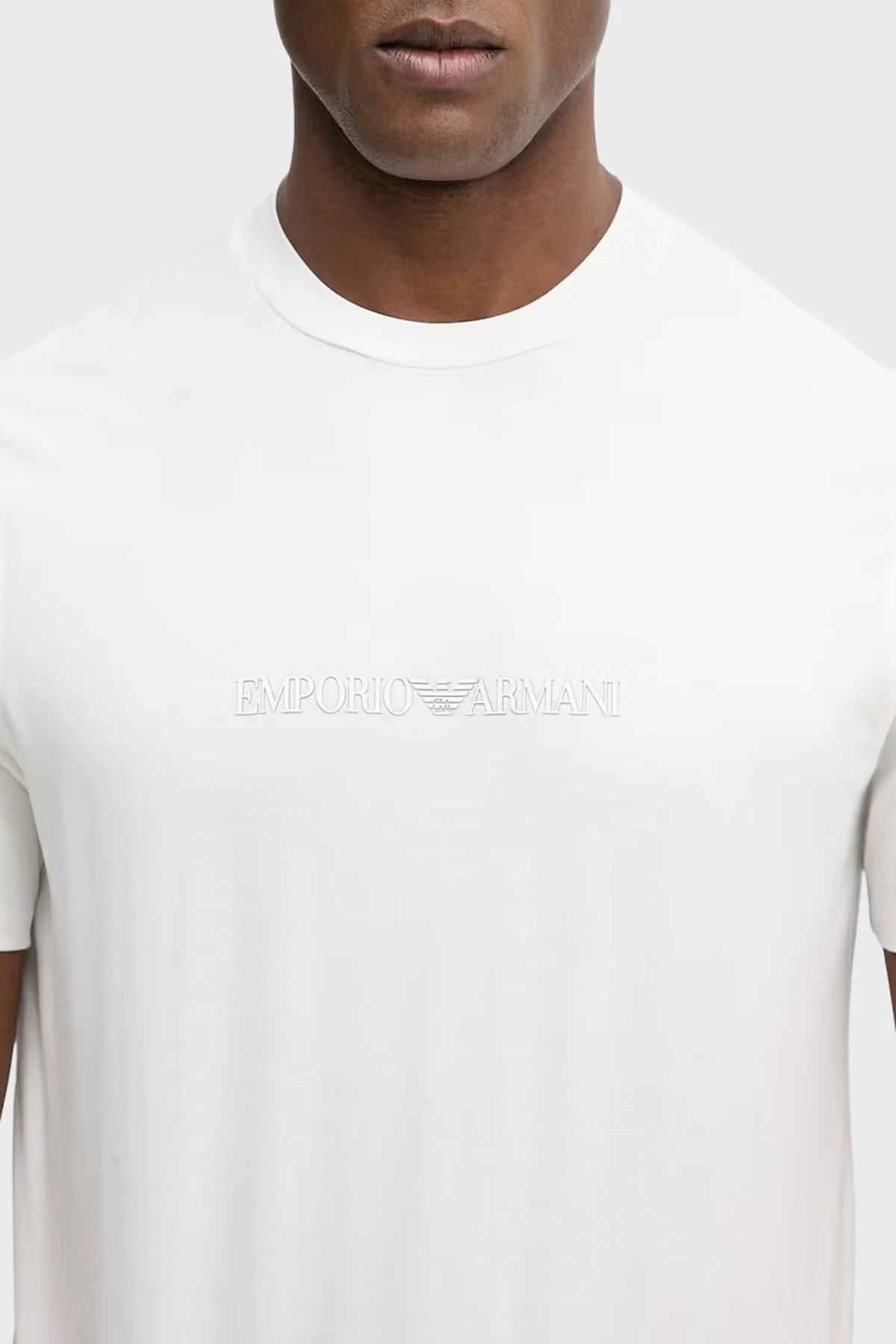 Emporio Armani Logolu % 100 Pamuk Regular Fit Bisiklet Yaka Erkek T Shirt EM004583 AF13669 M0307 BEYAZ - 4